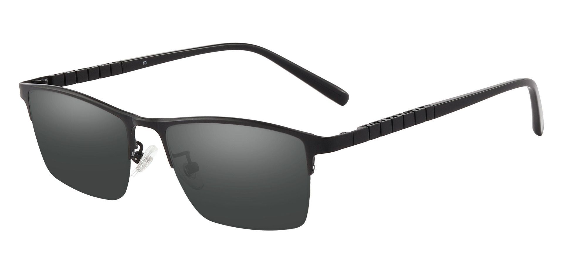 Maine Rectangle Progressive Sunglasses - Black Frame With Gray Lenses