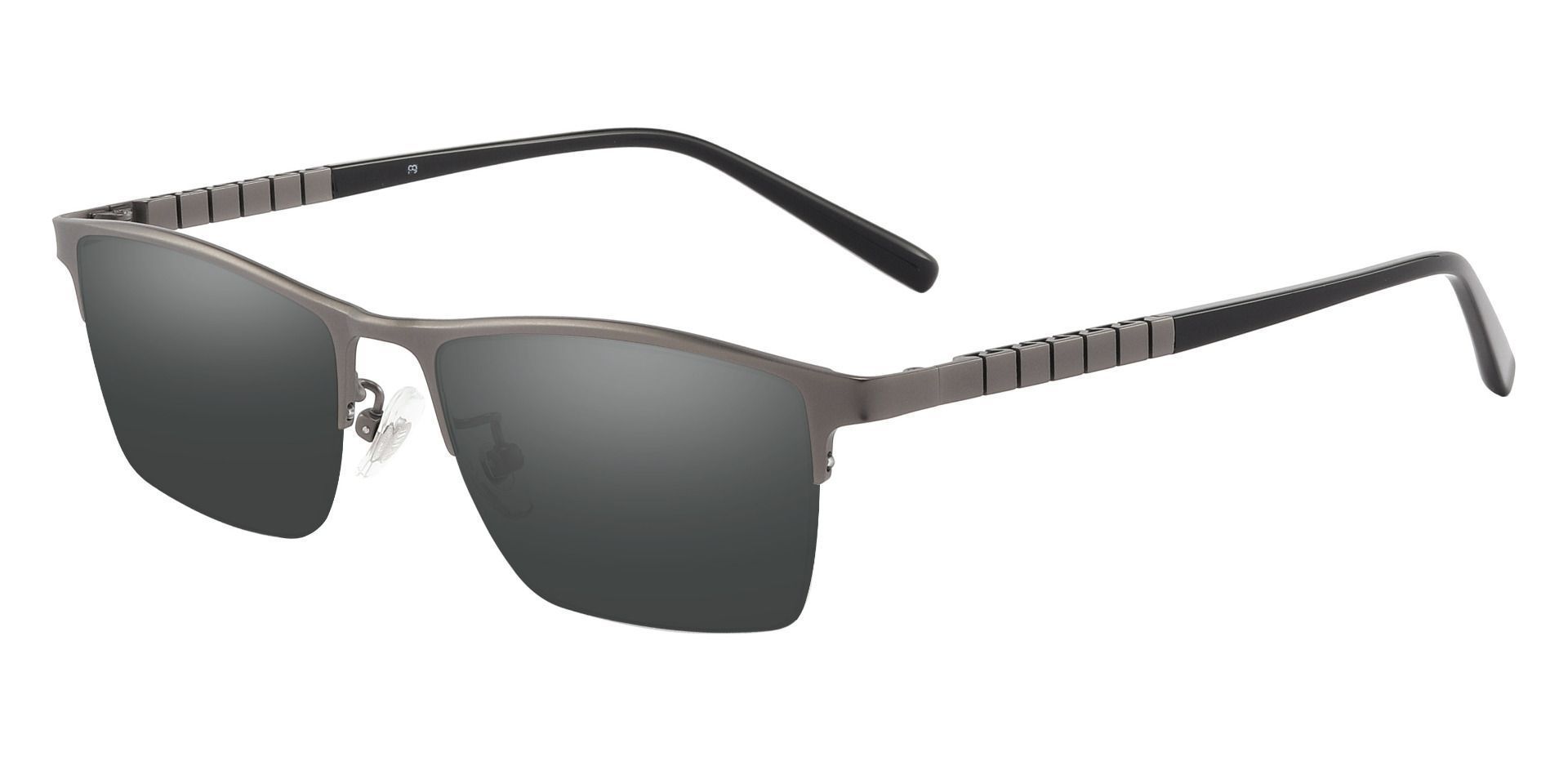 Maine Rectangle Prescription Sunglasses - Gray Frame With Gray Lenses