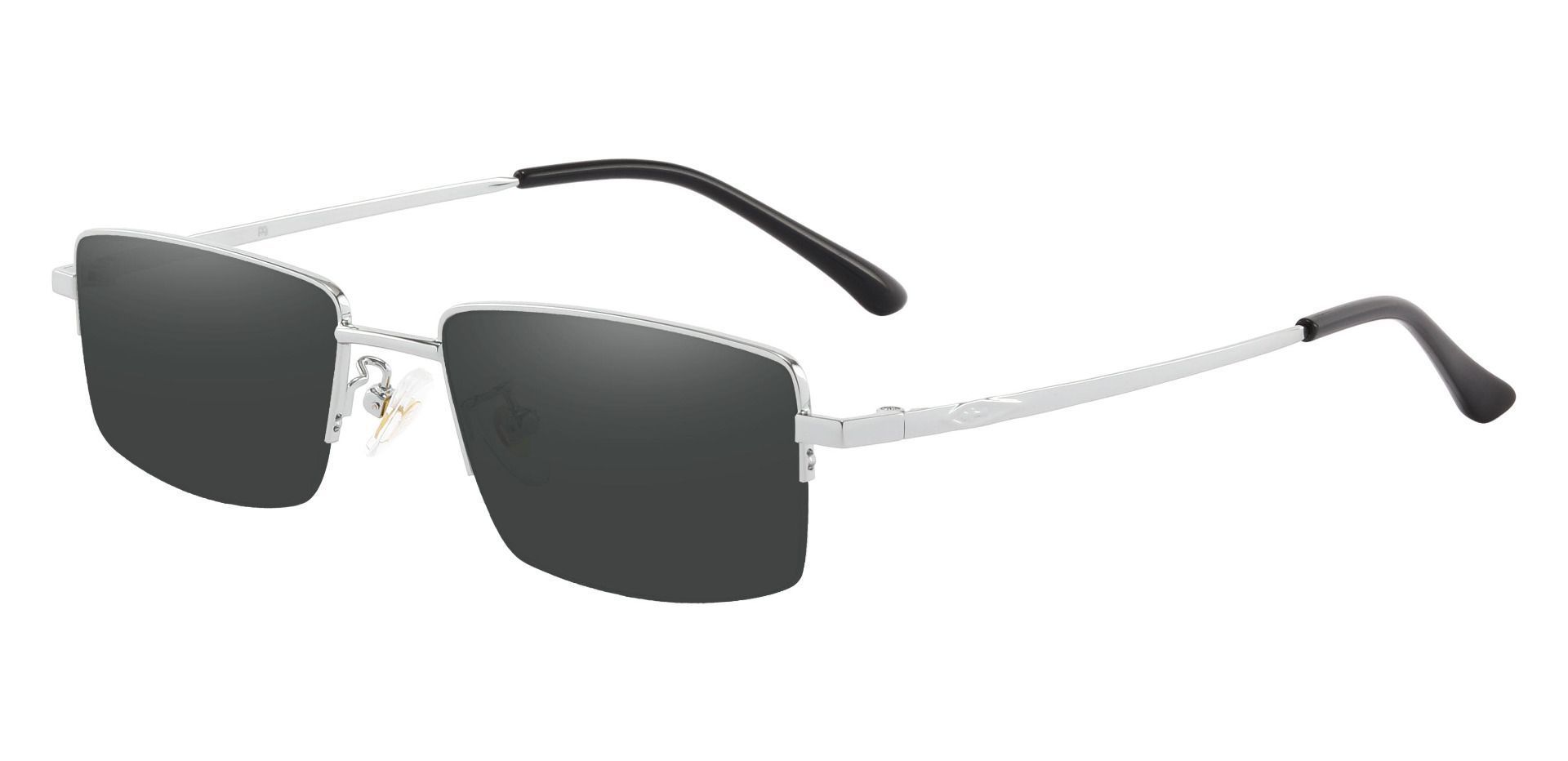 Waldo Rectangle Lined Bifocal Sunglasses - Silver Frame With Gray Lenses