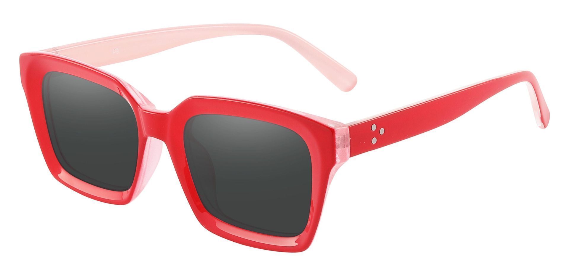 Unity Rectangle Reading Sunglasses - Red Frame With Gray Lenses