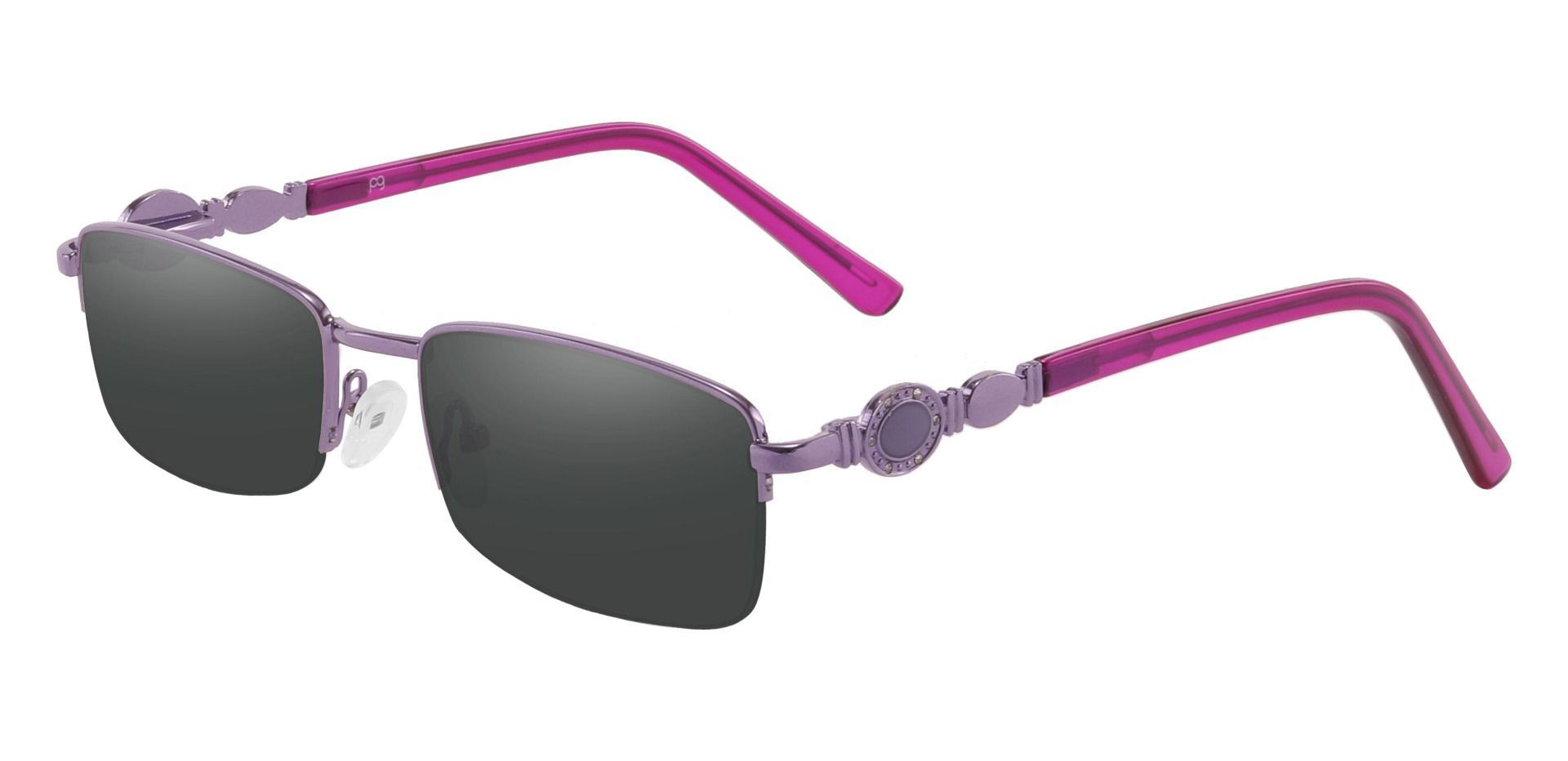 Crowley Rectangle Prescription Sunglasses - Purple Frame With Gray Lenses