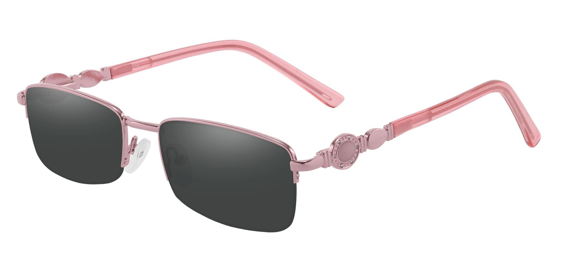 Crowley Rectangle Lined Bifocal Sunglasses - Pink Frame With Gray Lenses