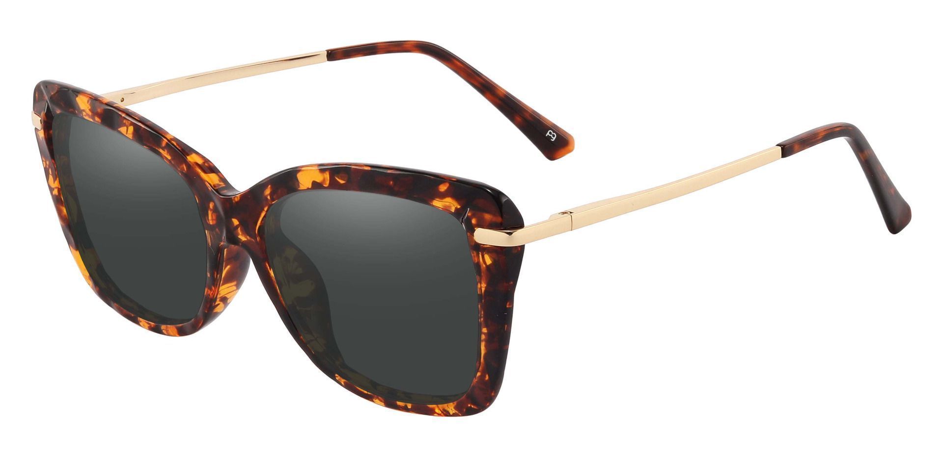 Shoshanna Rectangle Progressive Sunglasses - Tortoise Frame With Gray Lenses