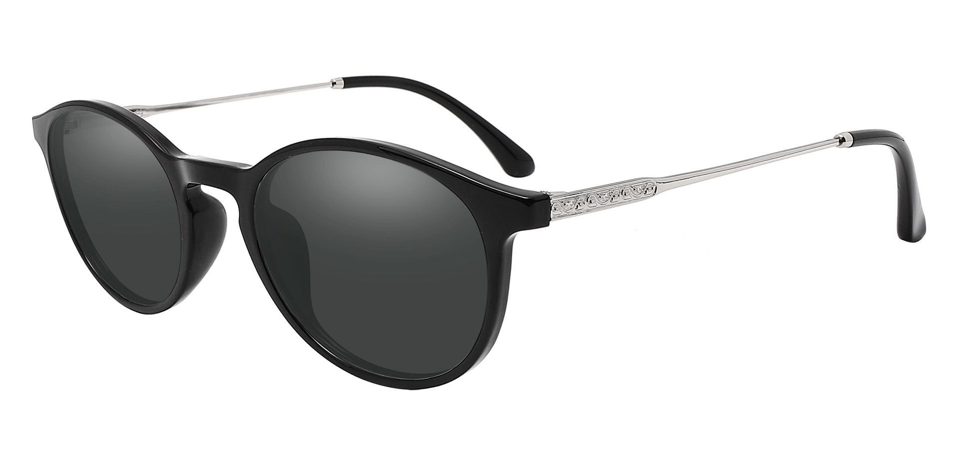 Felton Oval Prescription Sunglasses - Black Frame With Gray Lenses