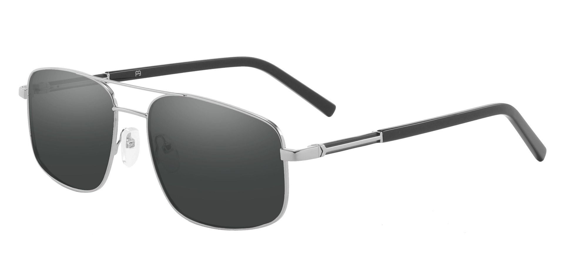 Davenport Aviator Lined Bifocal Sunglasses - Silver Frame With Gray Lenses