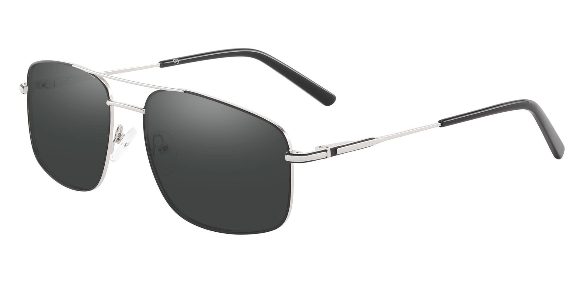 Turner Aviator Lined Bifocal Sunglasses - Silver Frame With Gray Lenses
