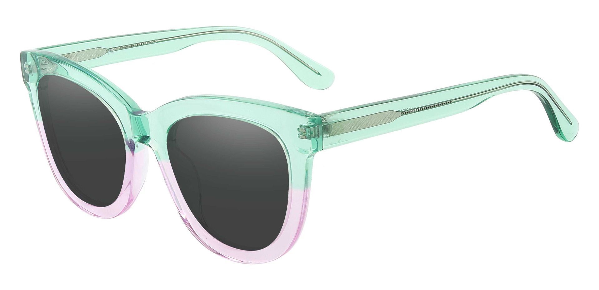 Delphi Square Prescription Sunglasses - Green Frame With Gray Lenses
