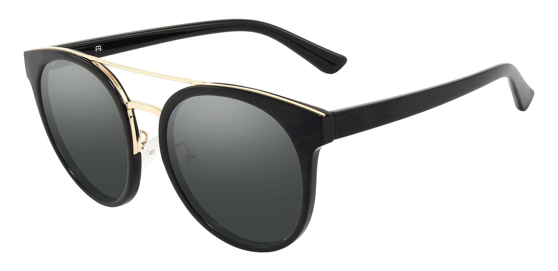 Oasis Aviator Prescription Sunglasses - Black Frame With Gray Lenses