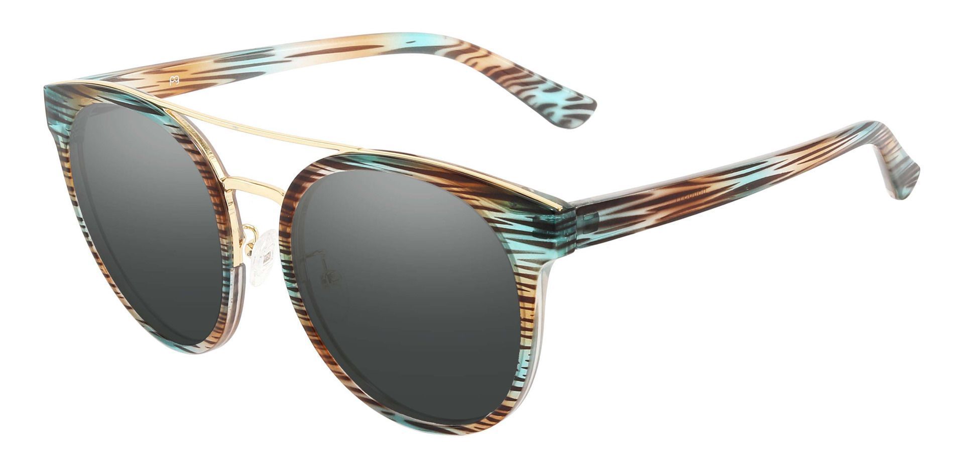 Oasis Aviator Prescription Sunglasses - Striped Frame With Gray Lenses