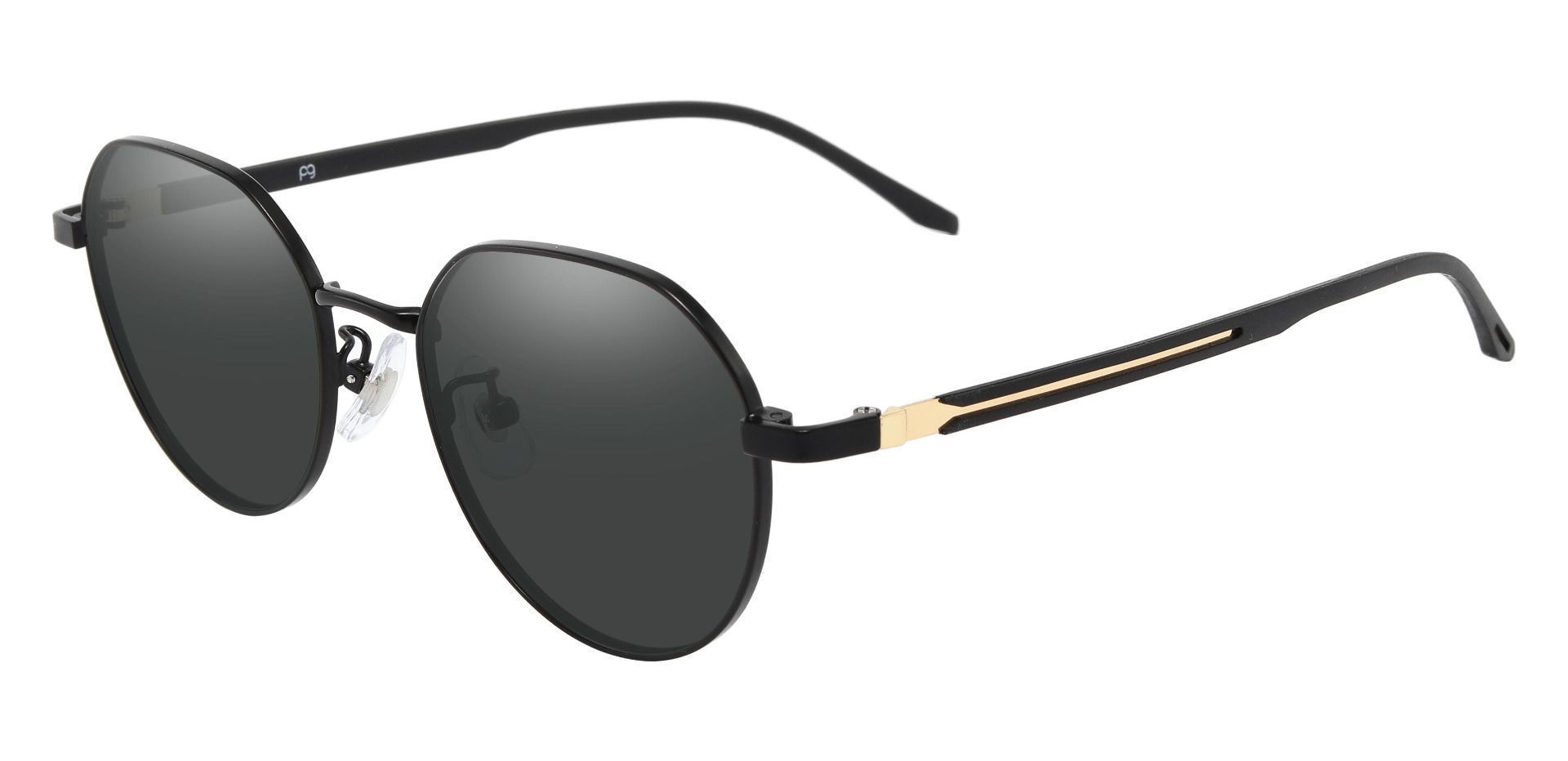 Beatrice Geometric Prescription Sunglasses - Black Frame With Gray Lenses