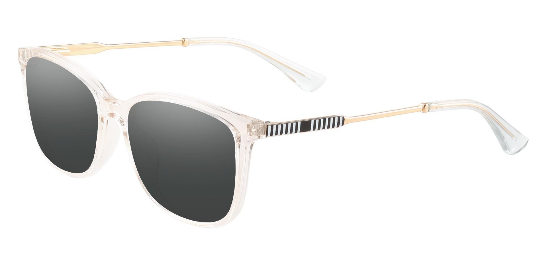 Miami Rectangle Progressive Sunglasses - Clear Frame With Gray Lenses