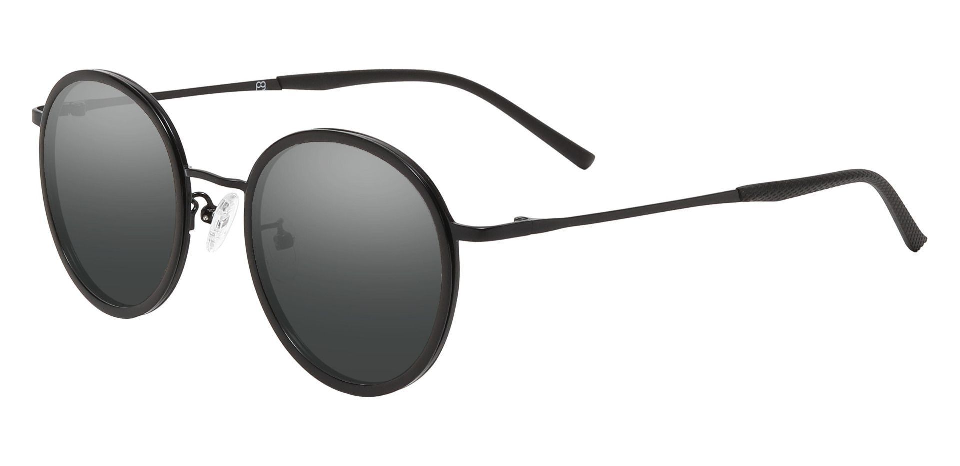 Brunswick Round Progressive Sunglasses - Black Frame With Gray Lenses