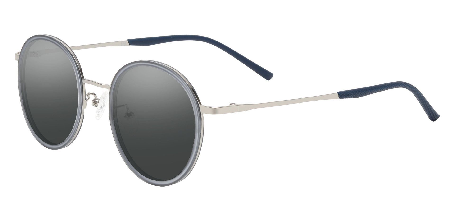Brunswick Round Reading Sunglasses - Gray Frame With Gray Lenses