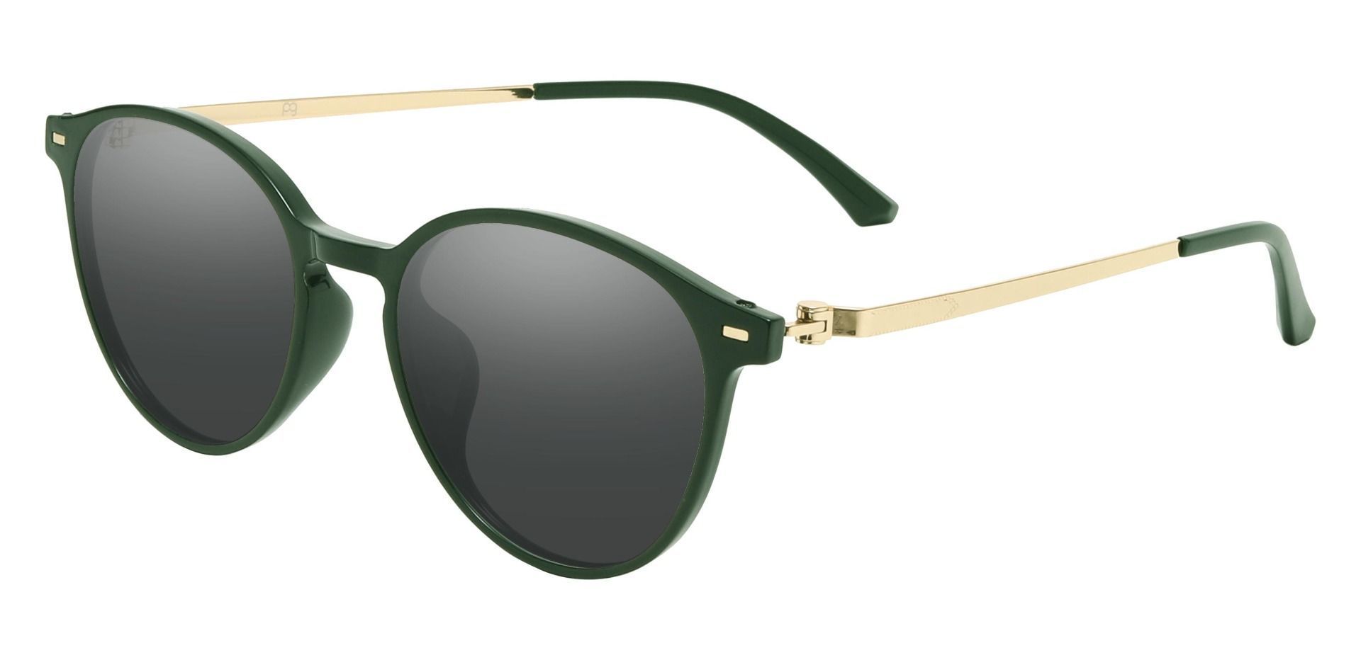 Springer Round Progressive Sunglasses - Green Frame With Gray Lenses