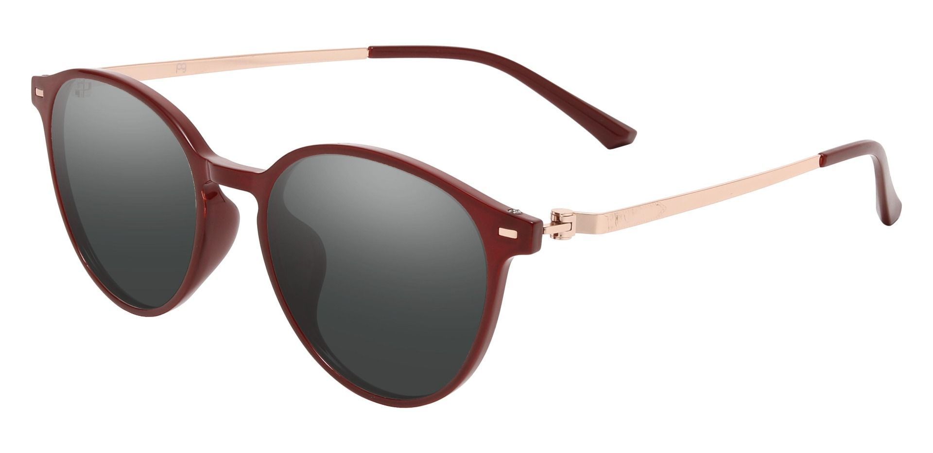 Springer Round Progressive Sunglasses - Red Frame With Gray Lenses