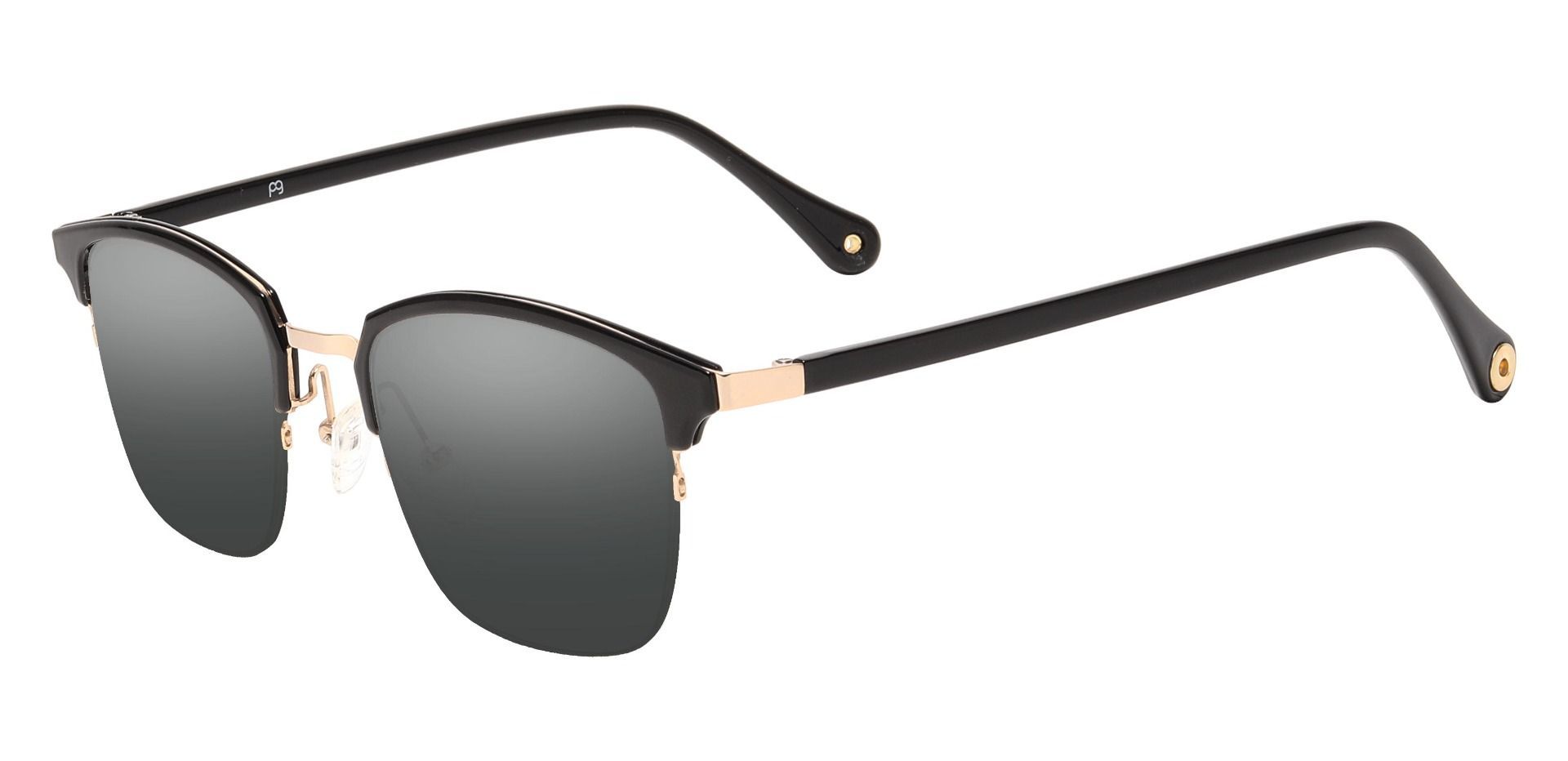 Atlantic Browline Non-Rx Sunglasses - Black Frame With Gray Lenses