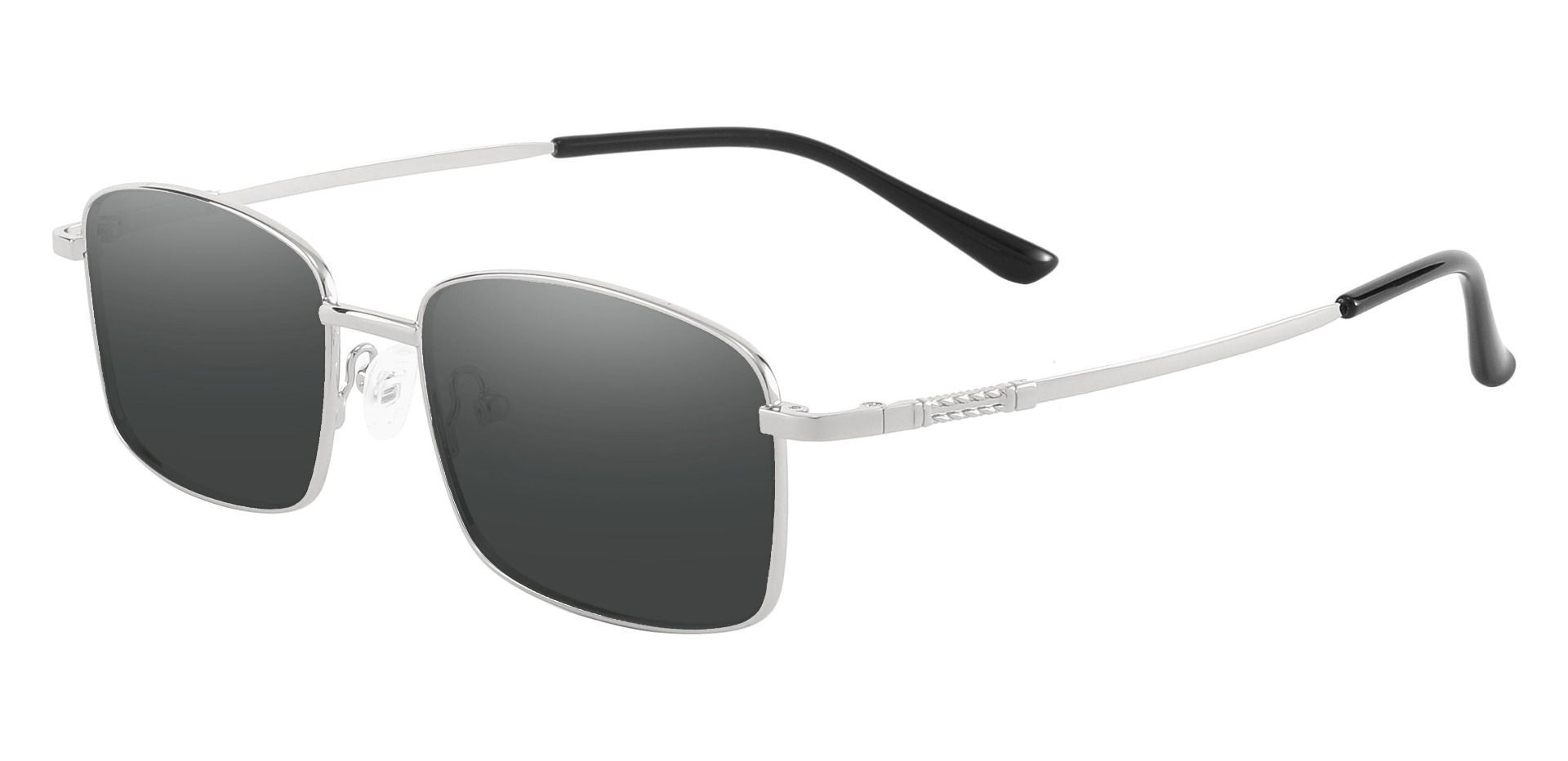 Clyde Rectangle Lined Bifocal Sunglasses - Silver Frame With Gray Lenses