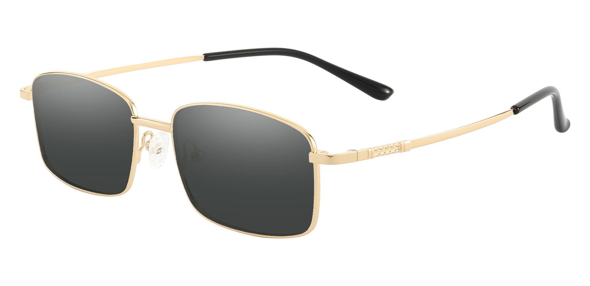 Clyde Rectangle Non-Rx Sunglasses - Gold Frame With Gray Lenses