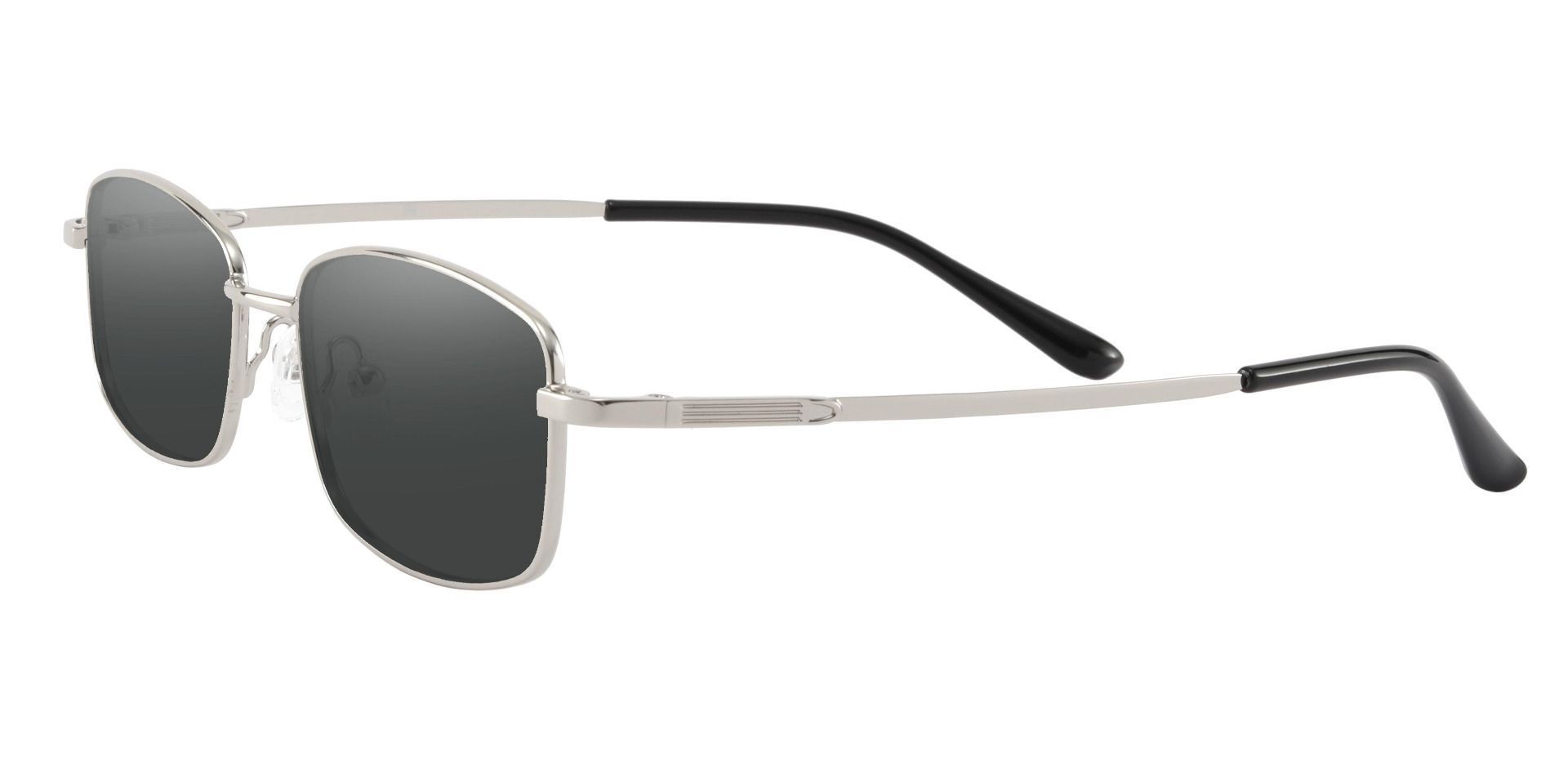 Hellman Rectangle Prescription Sunglasses - Silver Frame With Gray Lenses