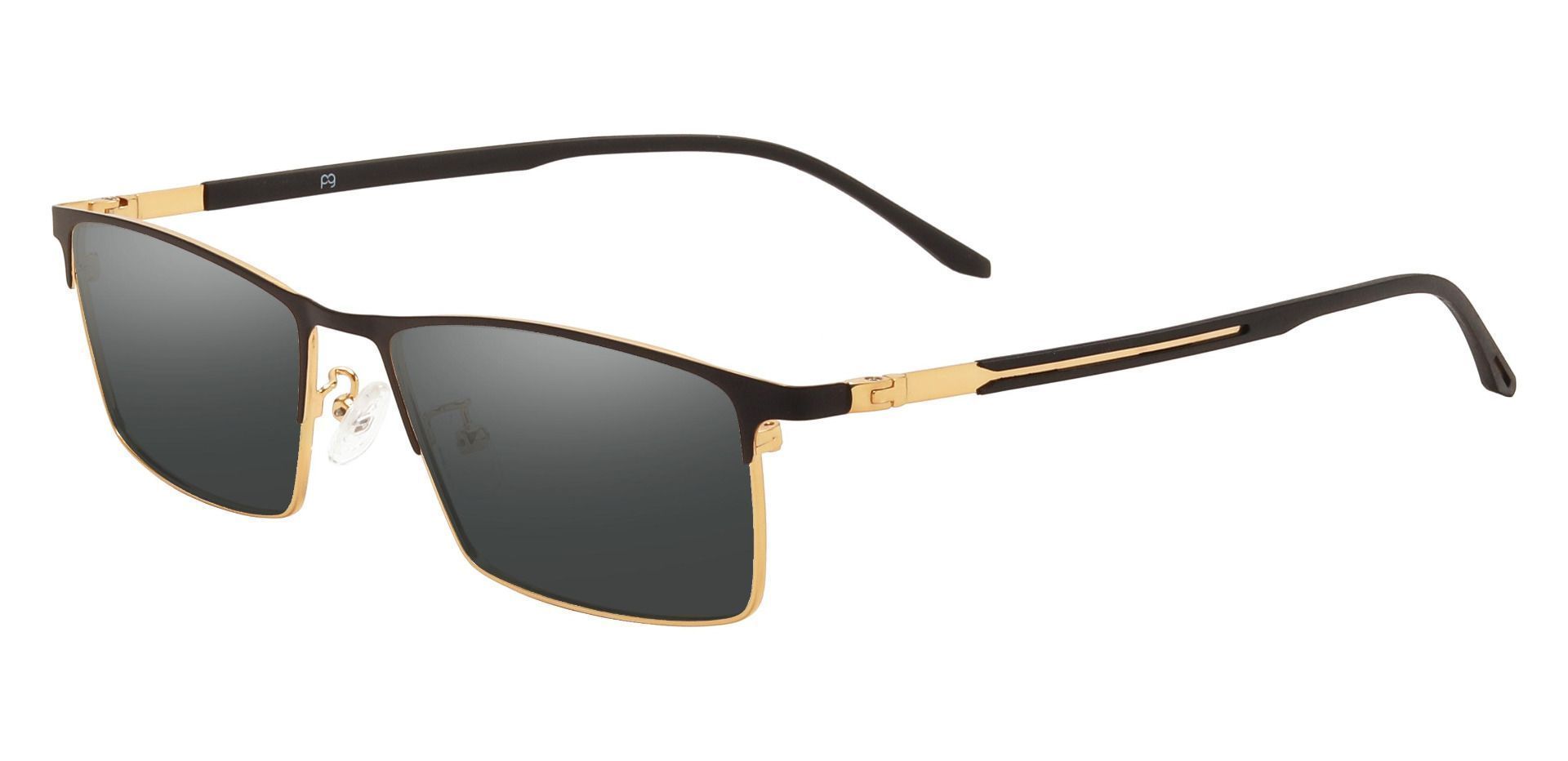 Regis Rectangle Reading Sunglasses - Black Frame With Gray Lenses