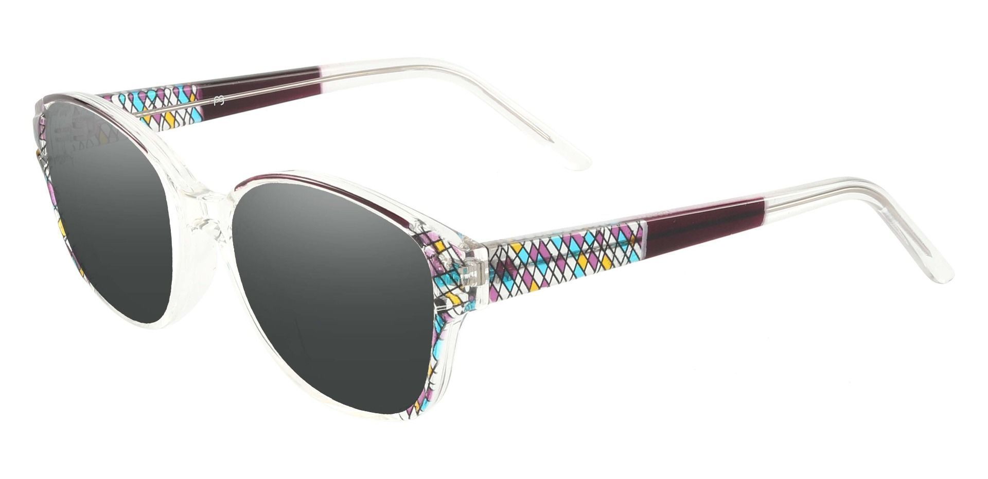 Moira Oval Prescription Sunglasses - Purple Frame With Gray Lenses