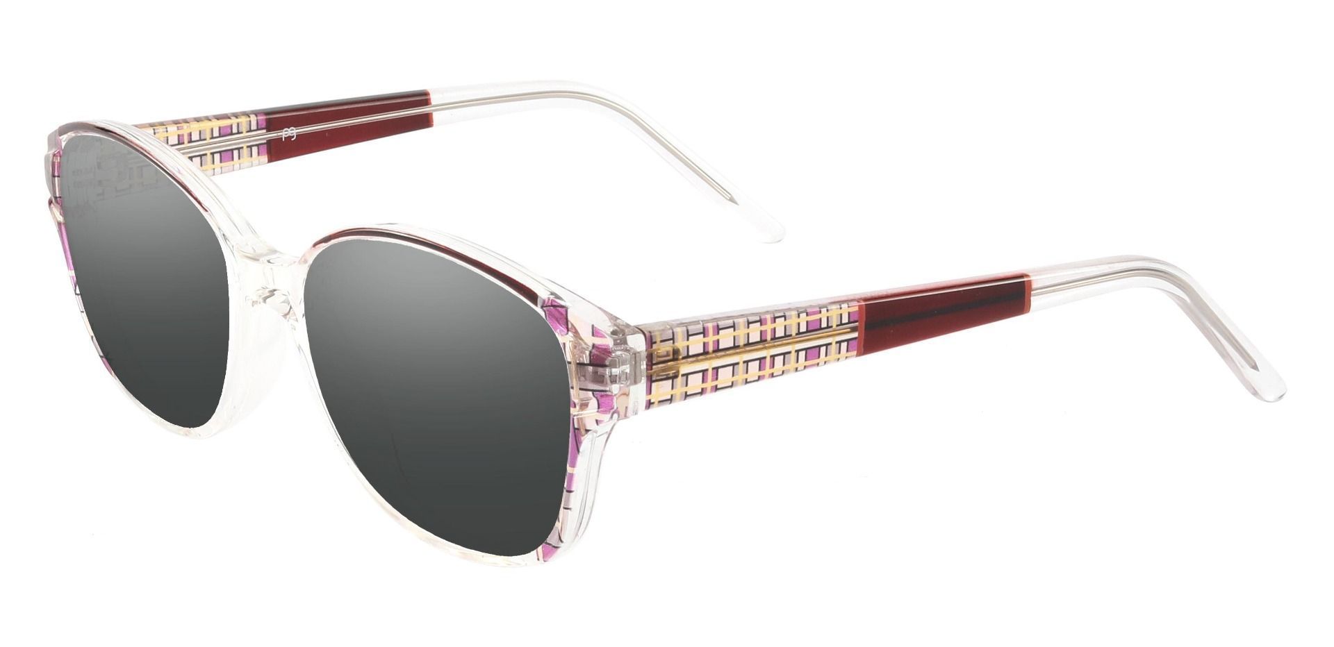 Moira Oval Progressive Sunglasses - Pink Frame With Gray Lenses
