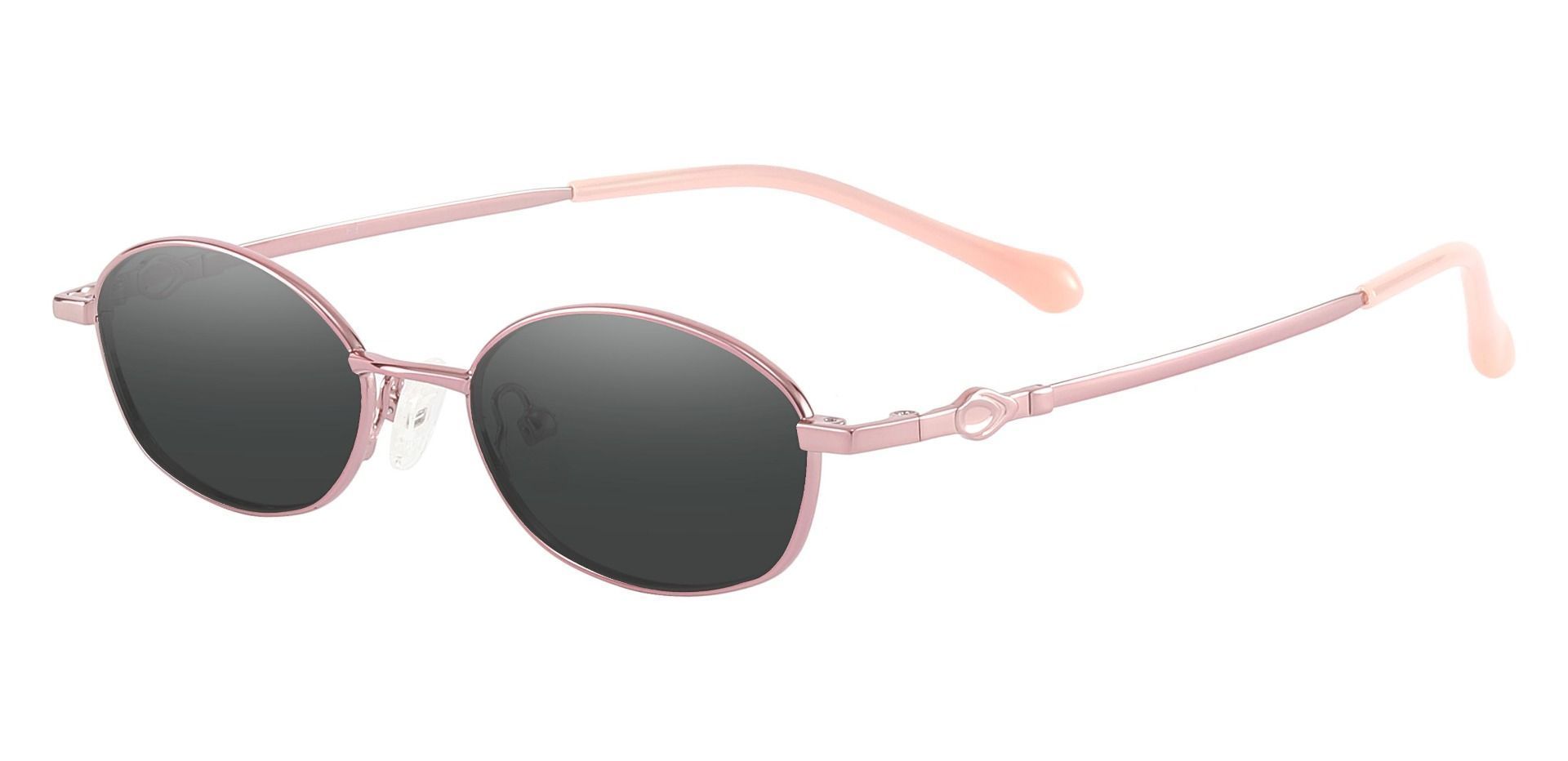 Fletcher Oval Non-Rx Sunglasses - Pink Frame With Gray Lenses