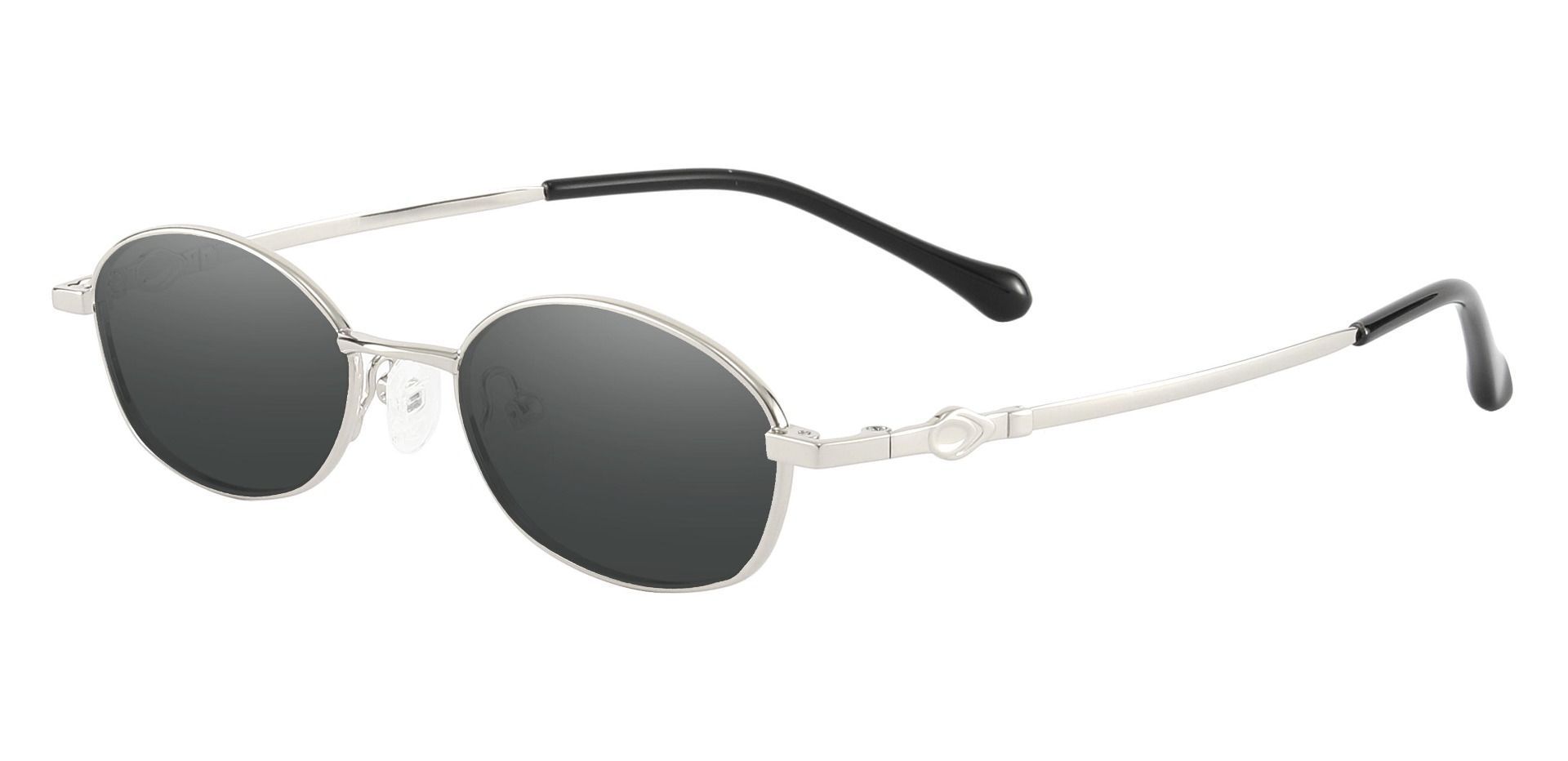 Fletcher Oval Reading Sunglasses - Silver Frame With Gray Lenses