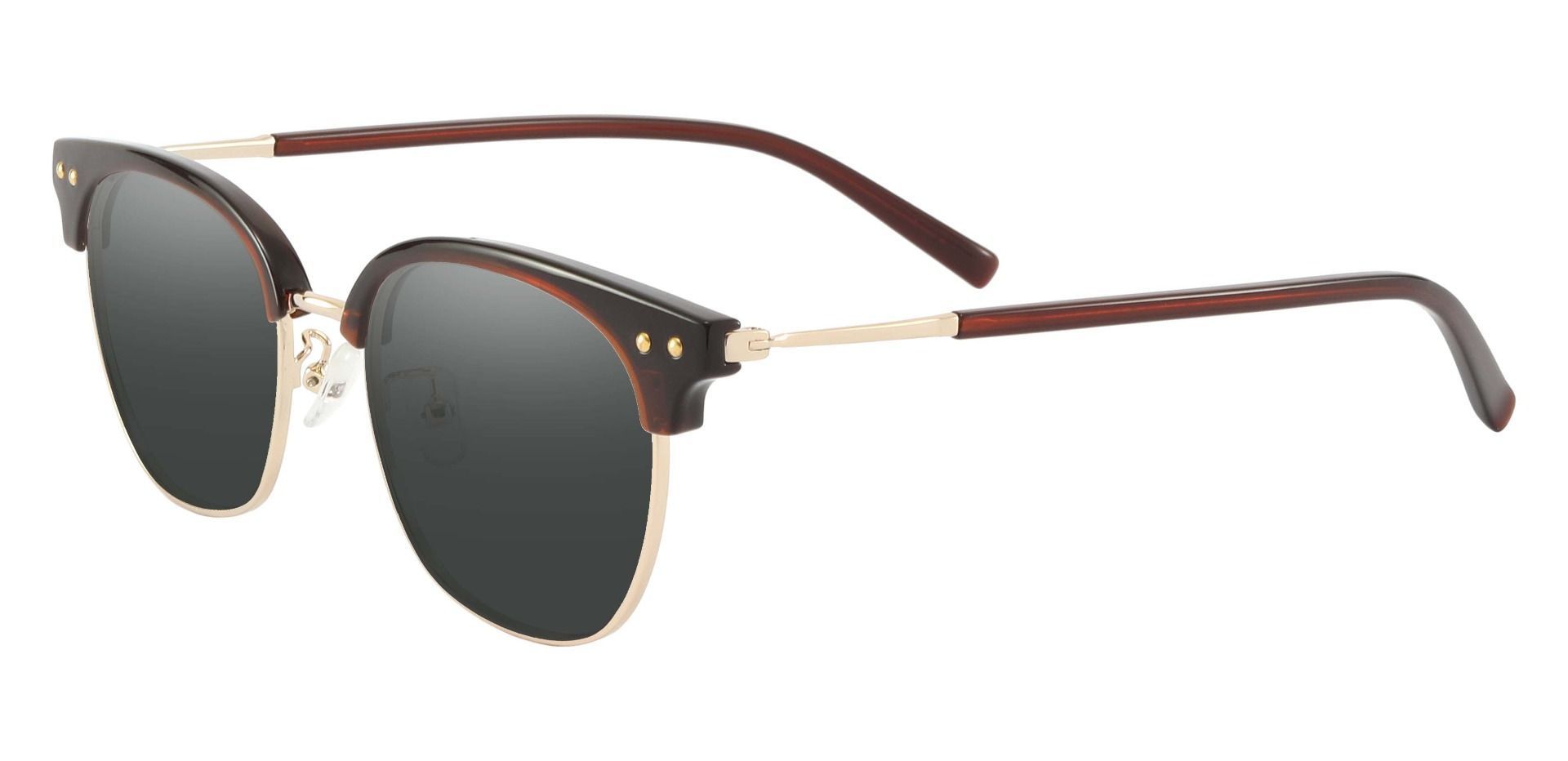 Bolivia Browline Prescription Sunglasses - Brown Frame With Gray Lenses