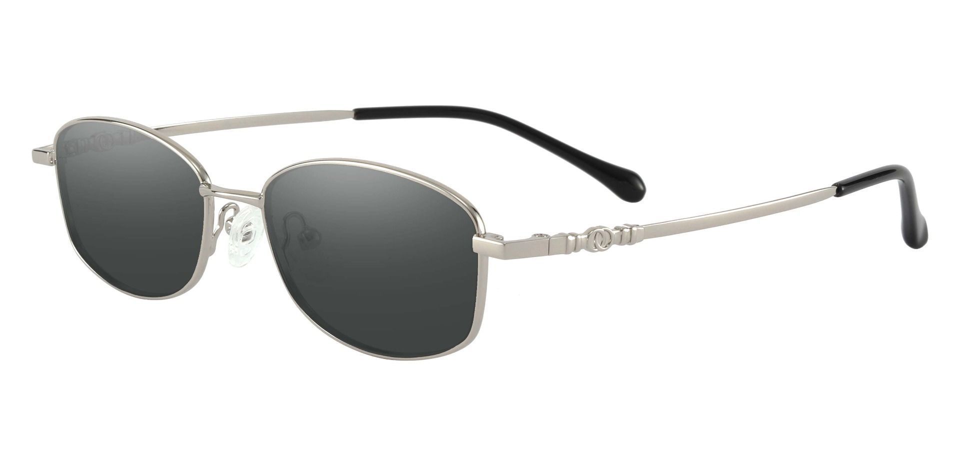 Naples Rectangle Non-Rx Sunglasses - Silver Frame With Gray Lenses