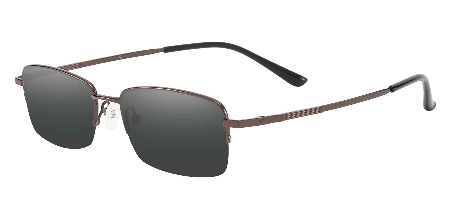 Milford Rectangle Non-Rx Sunglasses - Brown Frame With Gray Lenses