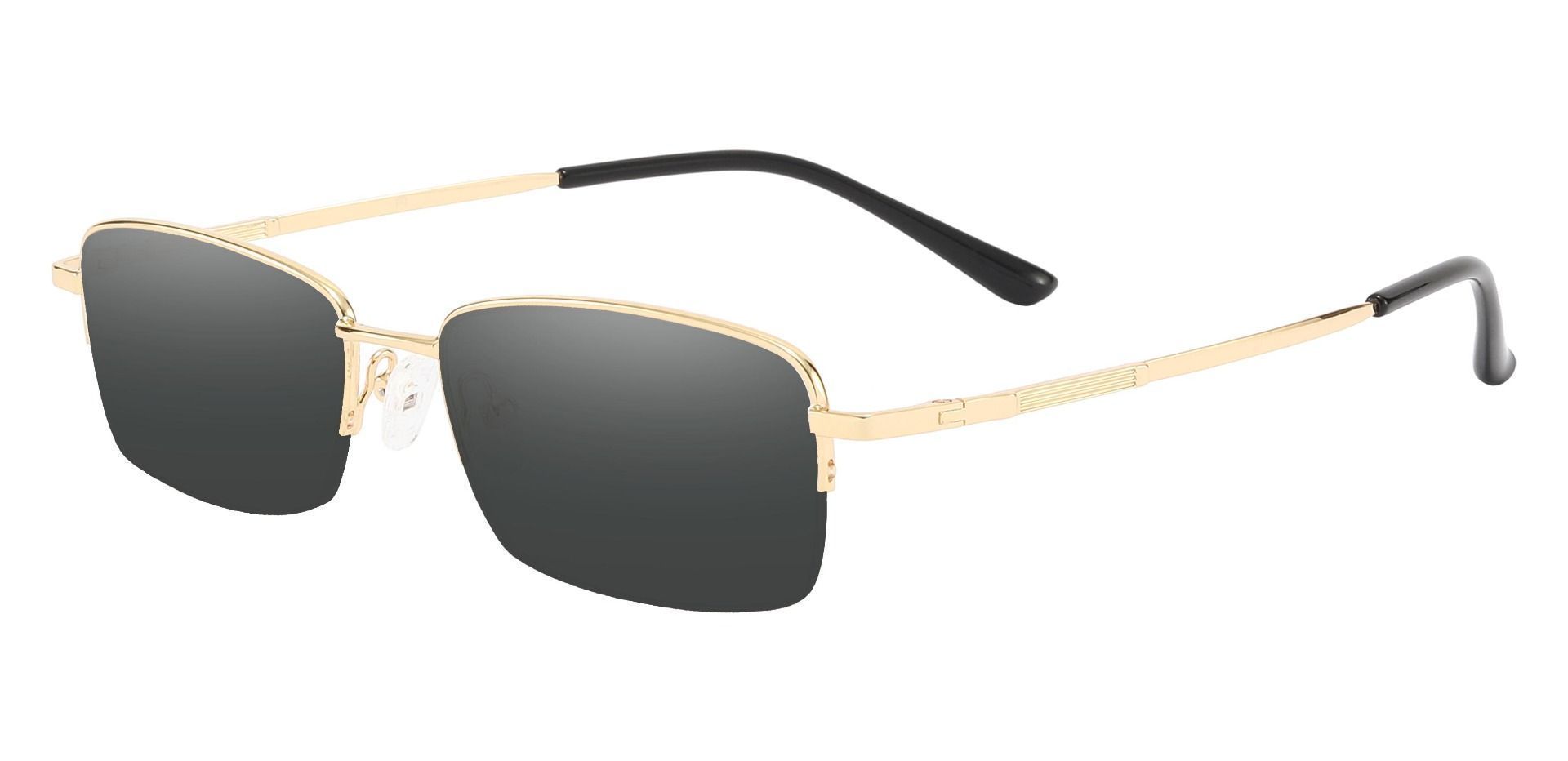 Milford Rectangle Prescription Sunglasses - Gold Frame With Gray Lenses