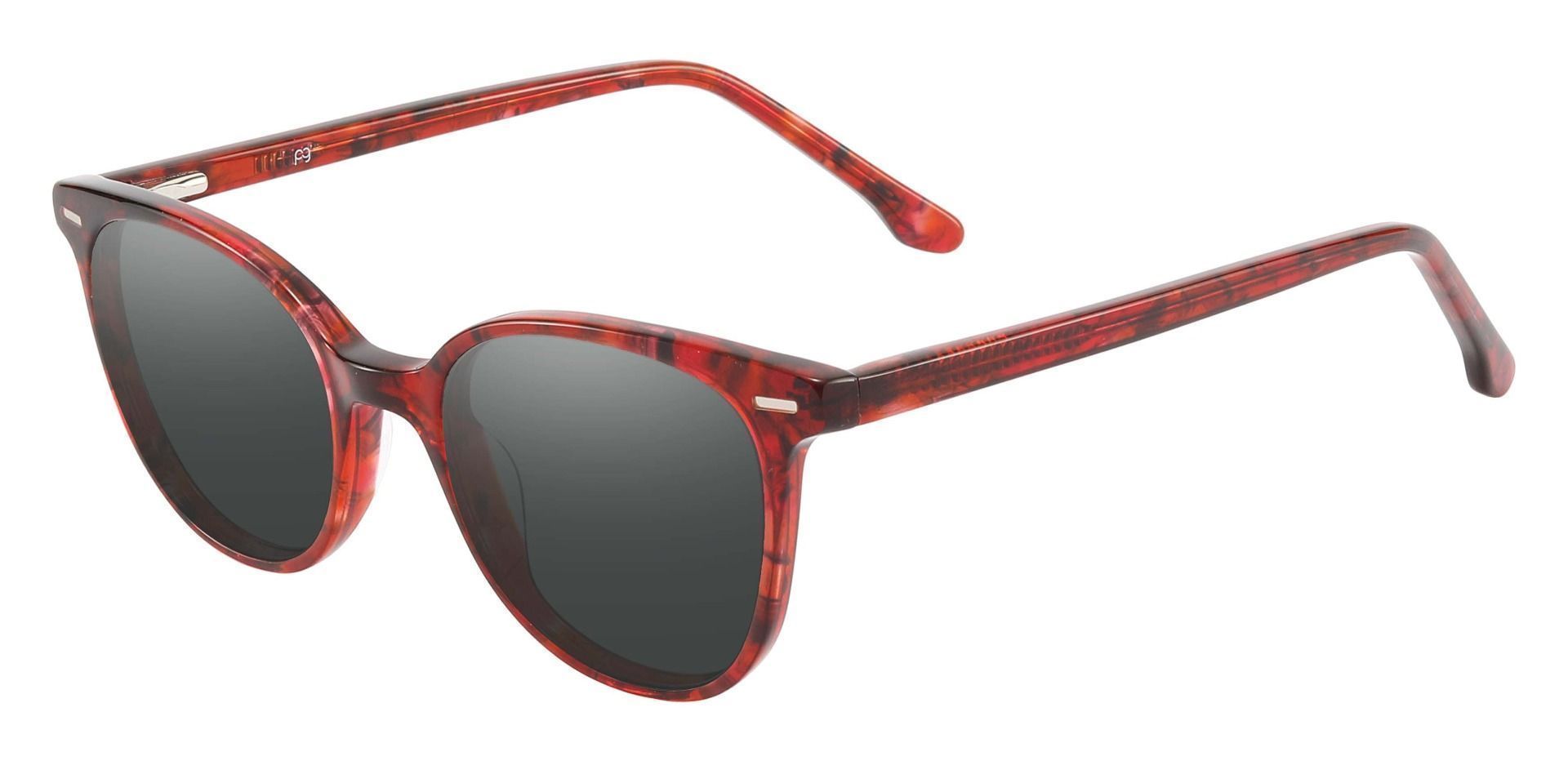 Chili Oval Prescription Sunglasses - Red Frame With Gray Lenses