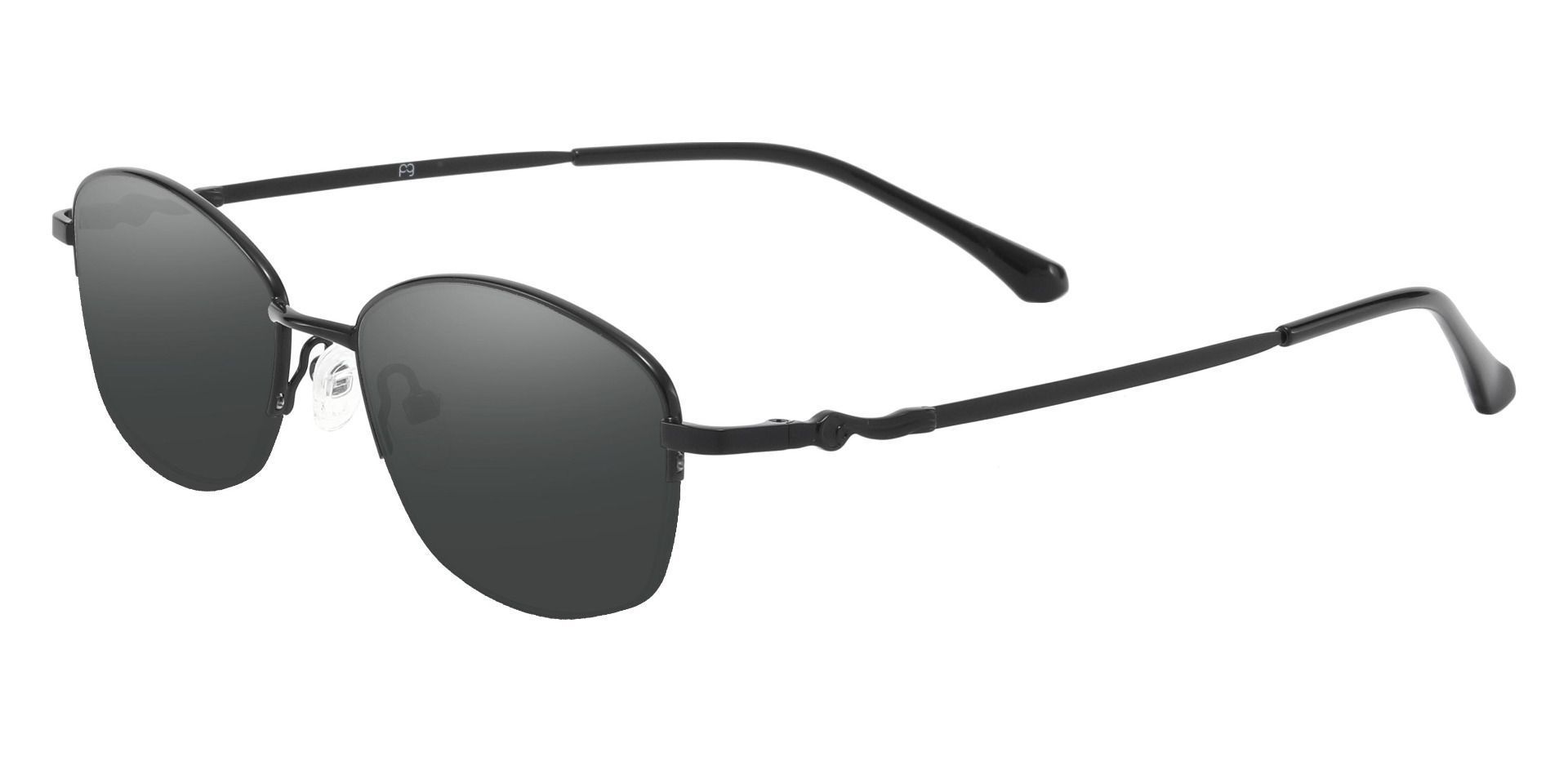 Beulah Oval Non-Rx Sunglasses - Black Frame With Gray Lenses