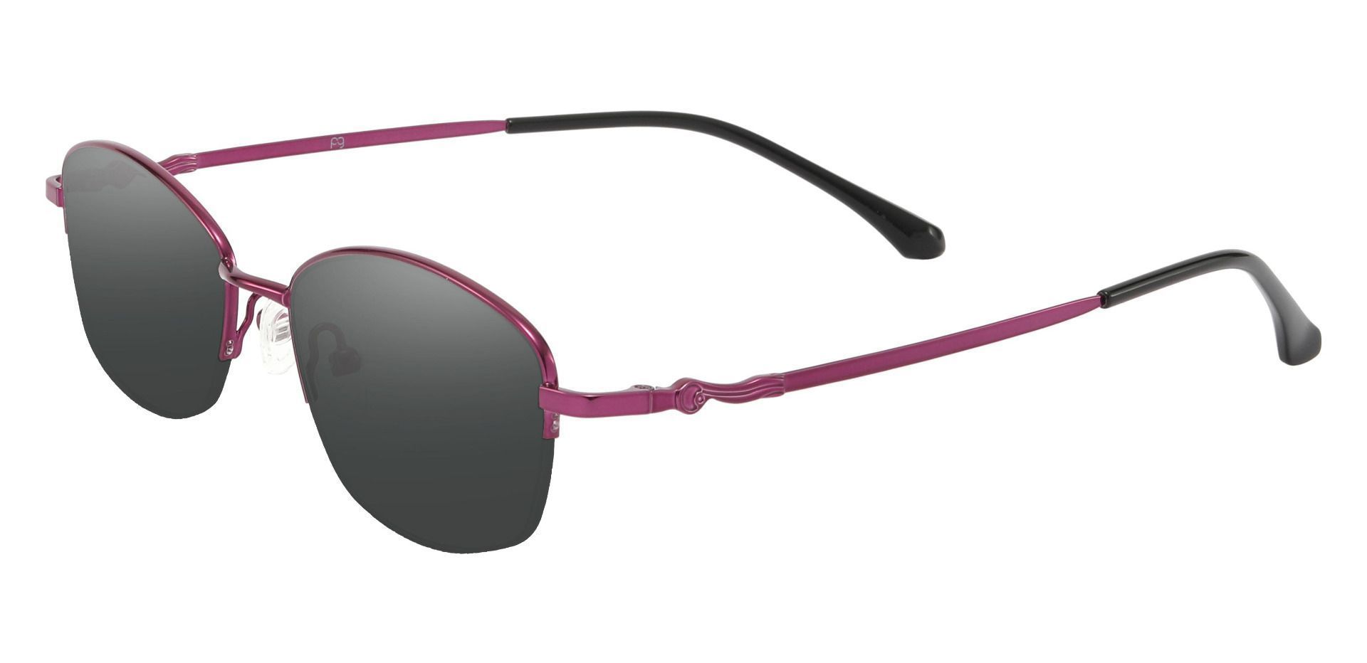 Beulah Oval Prescription Sunglasses - Purple Frame With Gray Lenses