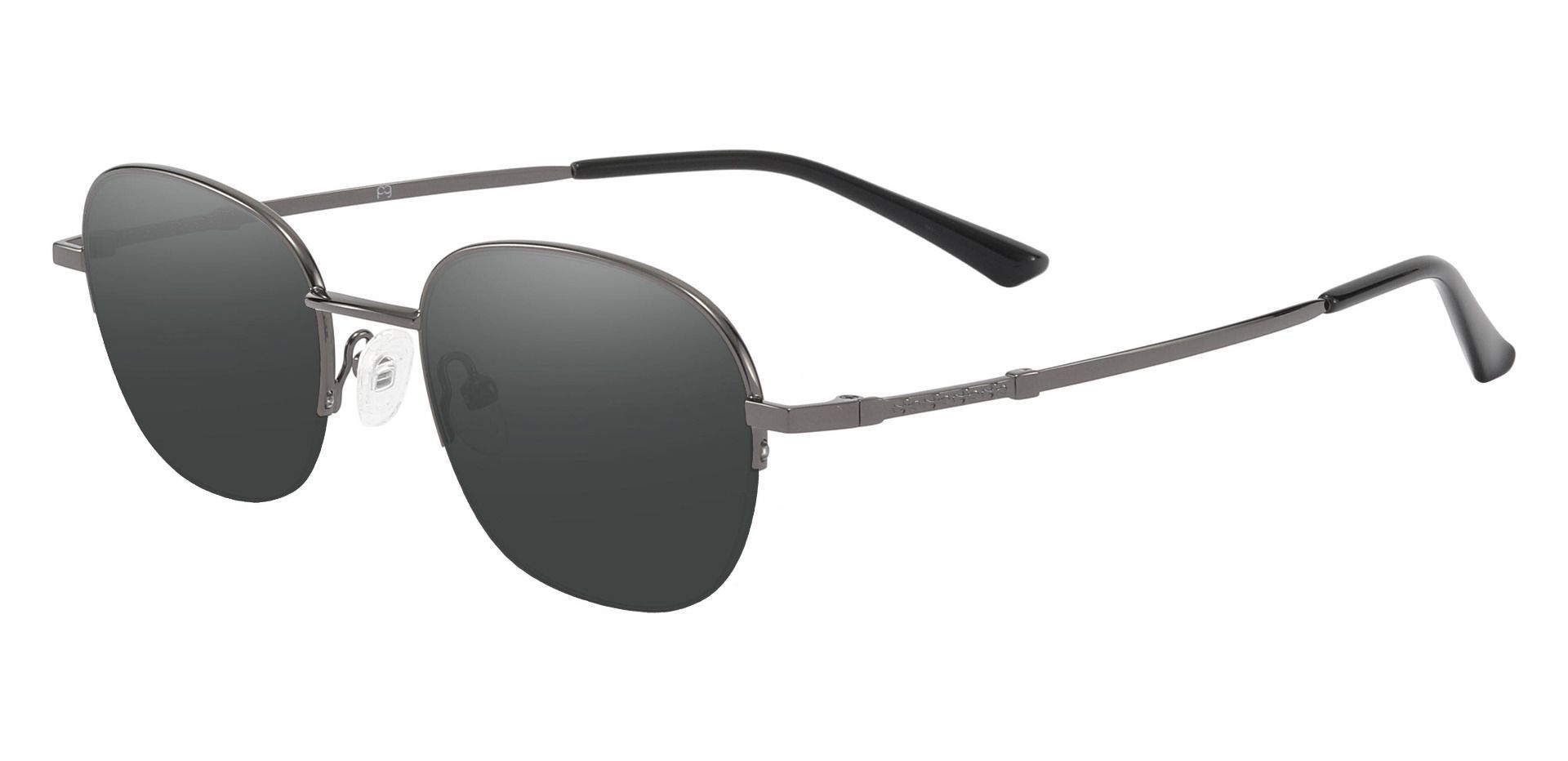 Rochester Oval Lined Bifocal Sunglasses - Gray Frame With Gray Lenses