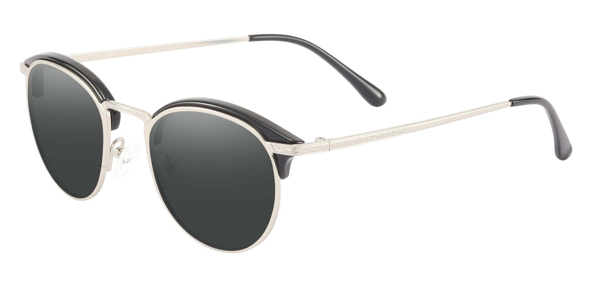 Shultz Browline Progressive Sunglasses - Silver Frame With Gray Lenses