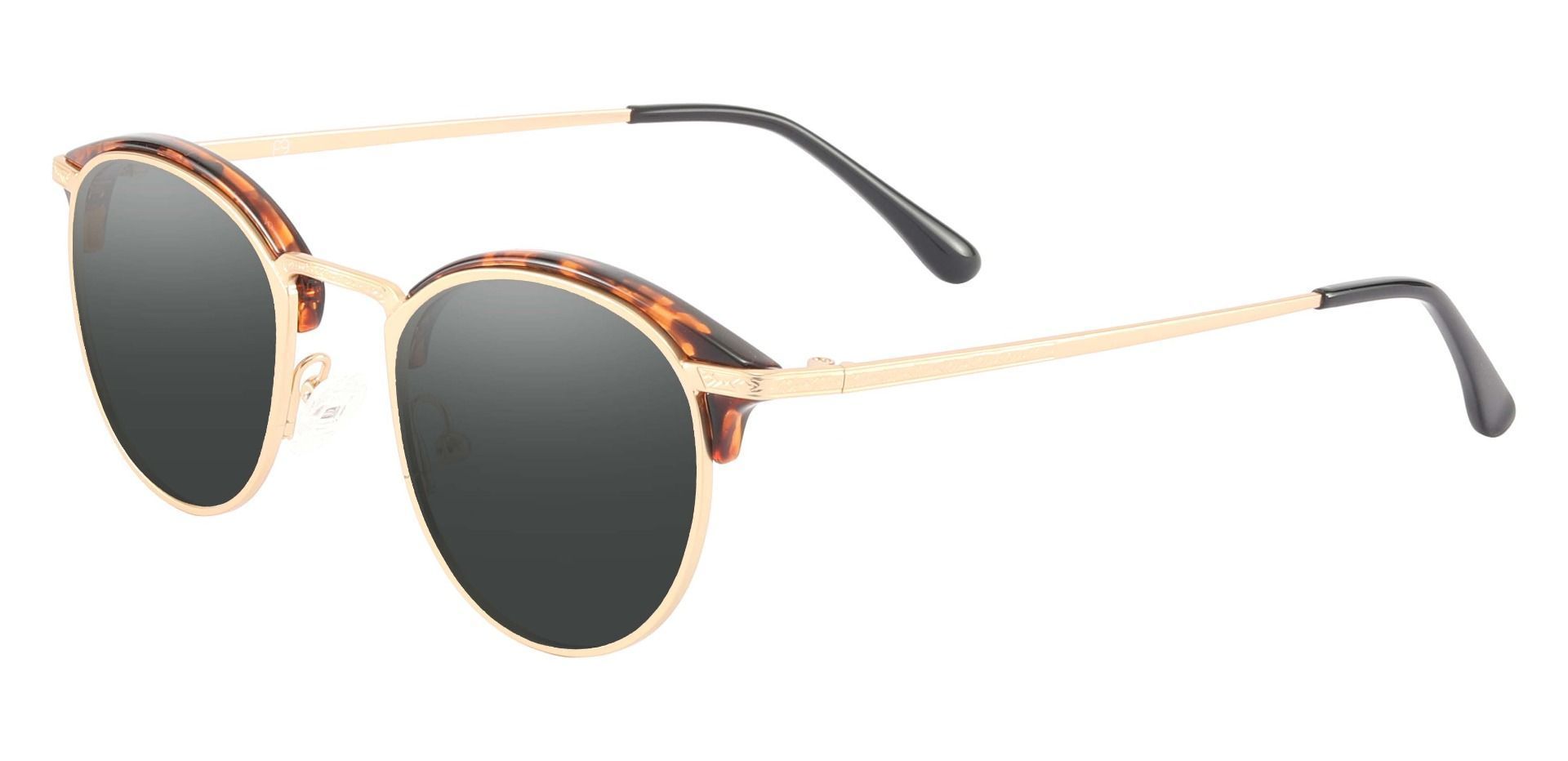 Shultz Browline Prescription Sunglasses - Gold Frame With Gray Lenses