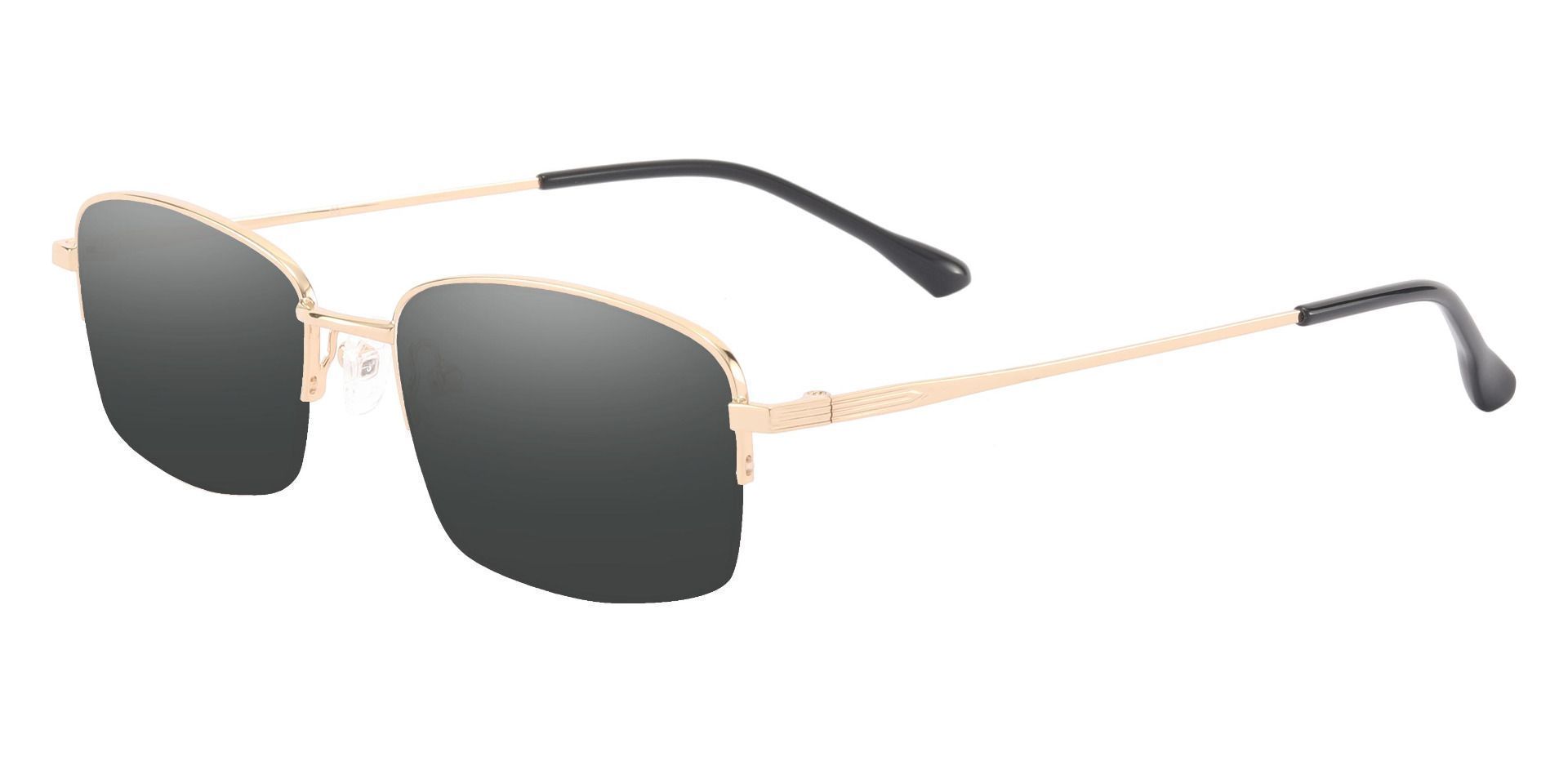 Lima Rectangle Prescription Sunglasses - Gold Frame With Gray Lenses
