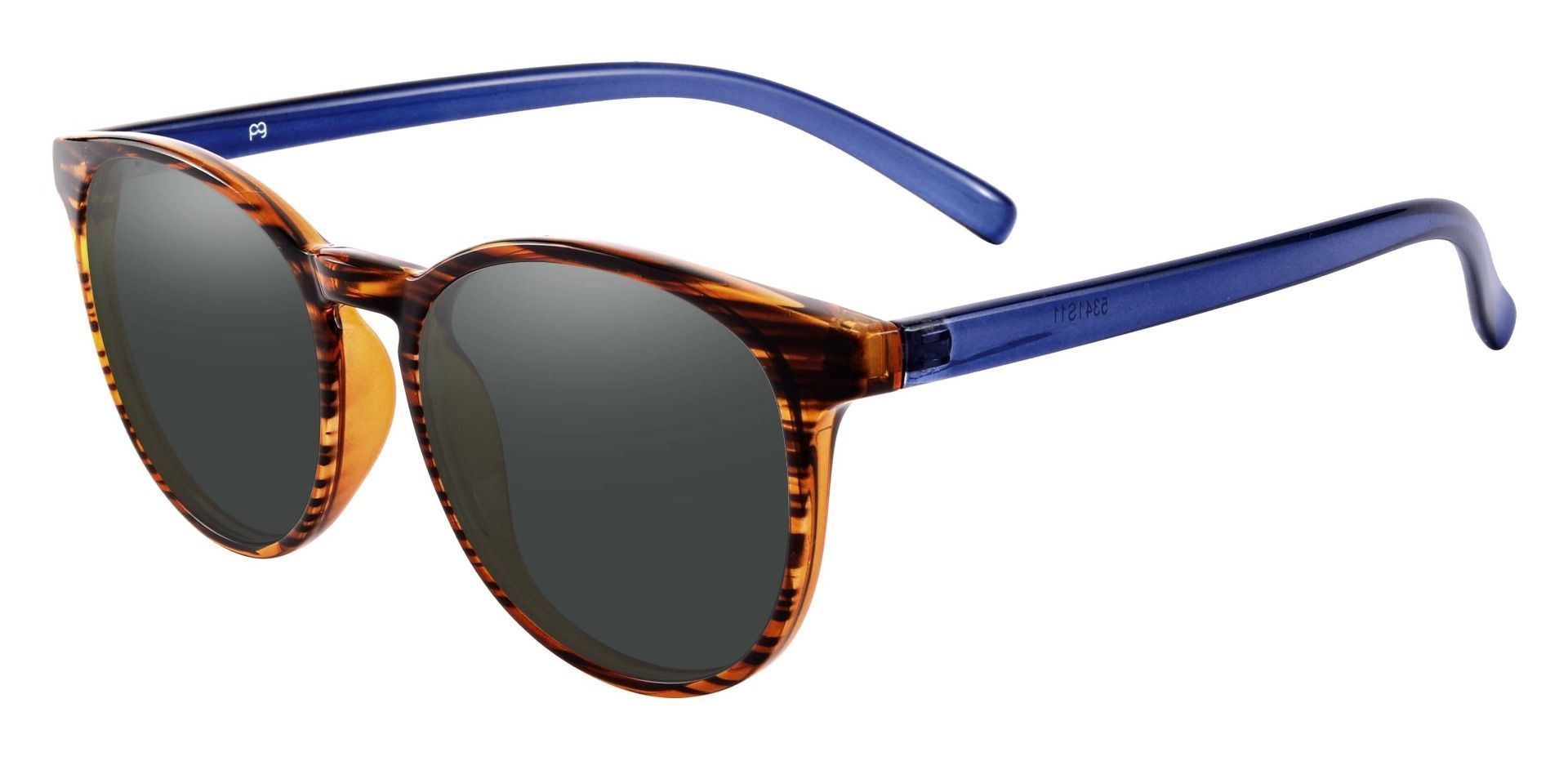 Corbett Oval Prescription Sunglasses - Striped Color Frame With Gray Lenses