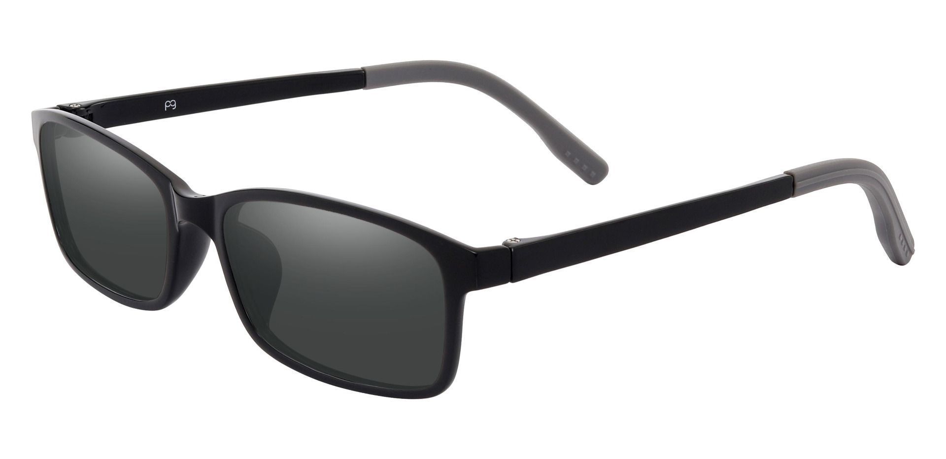 Inman Rectangle Prescription Sunglasses - Black Frame With Gray Lenses