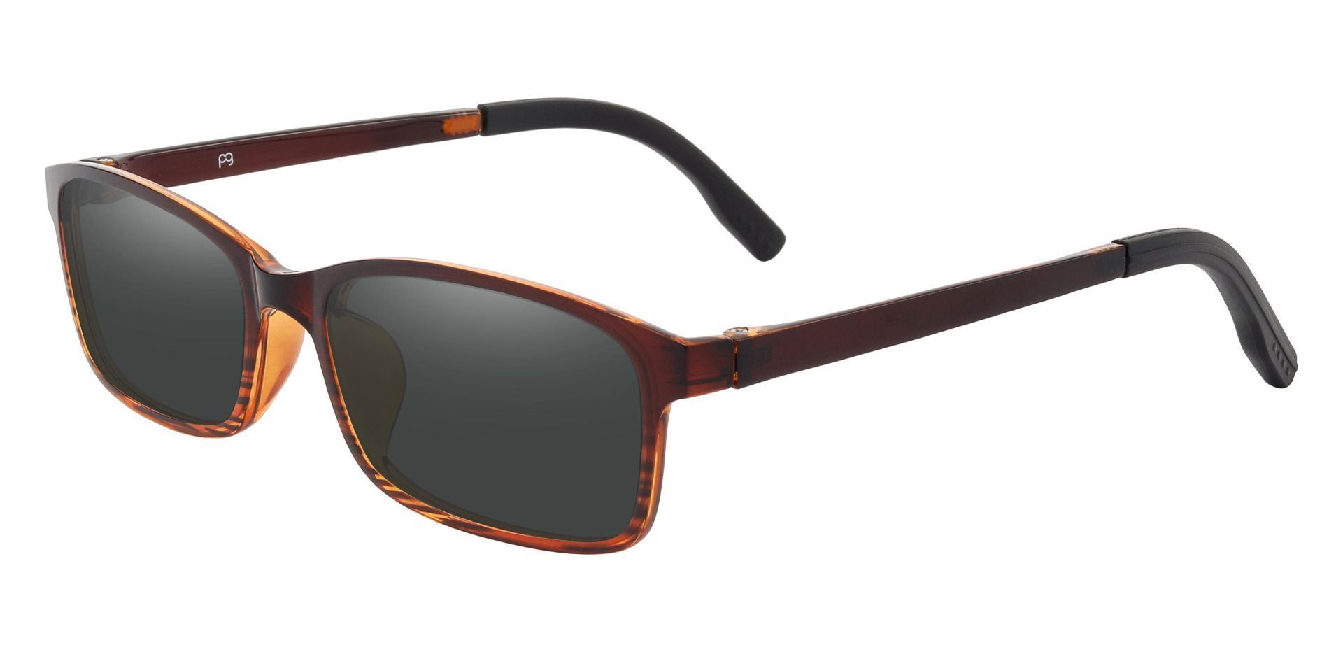 Inman Rectangle Prescription Sunglasses - Brown Frame With Gray Lenses