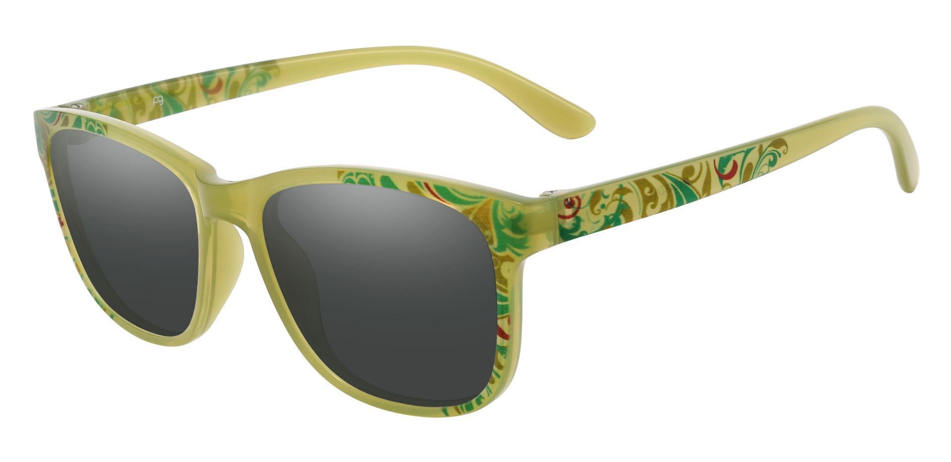 Juliet Square Prescription Sunglasses - Green Frame With Gray Lenses