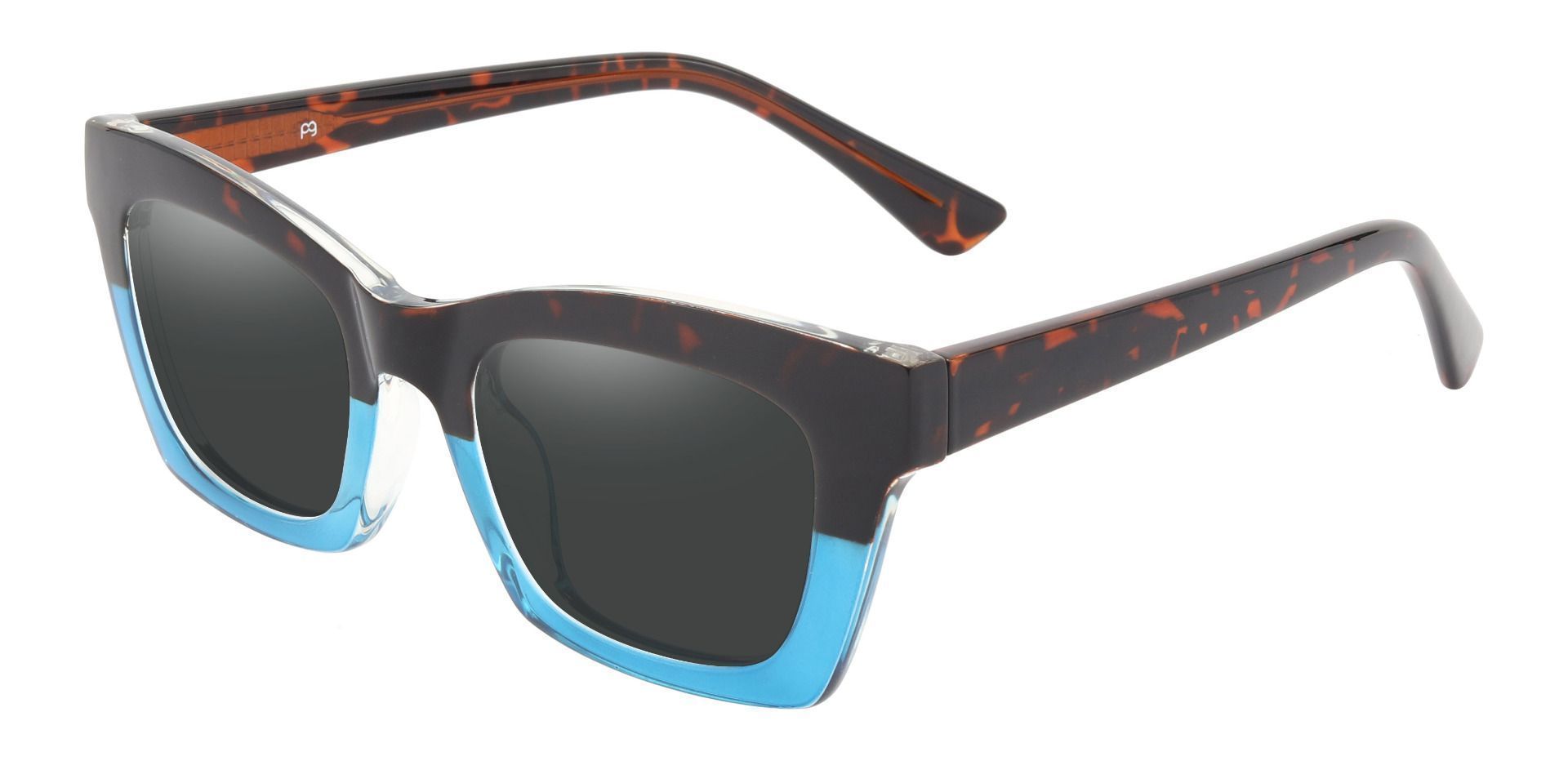 McKee Rectangle Prescription Sunglasses - Blue Frame With Gray Lenses