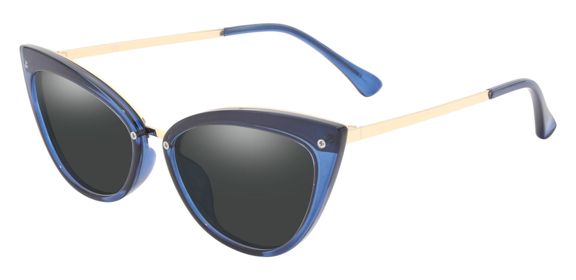 Glenda Cat Eye Prescription Sunglasses - Blue Frame With Gray Lenses
