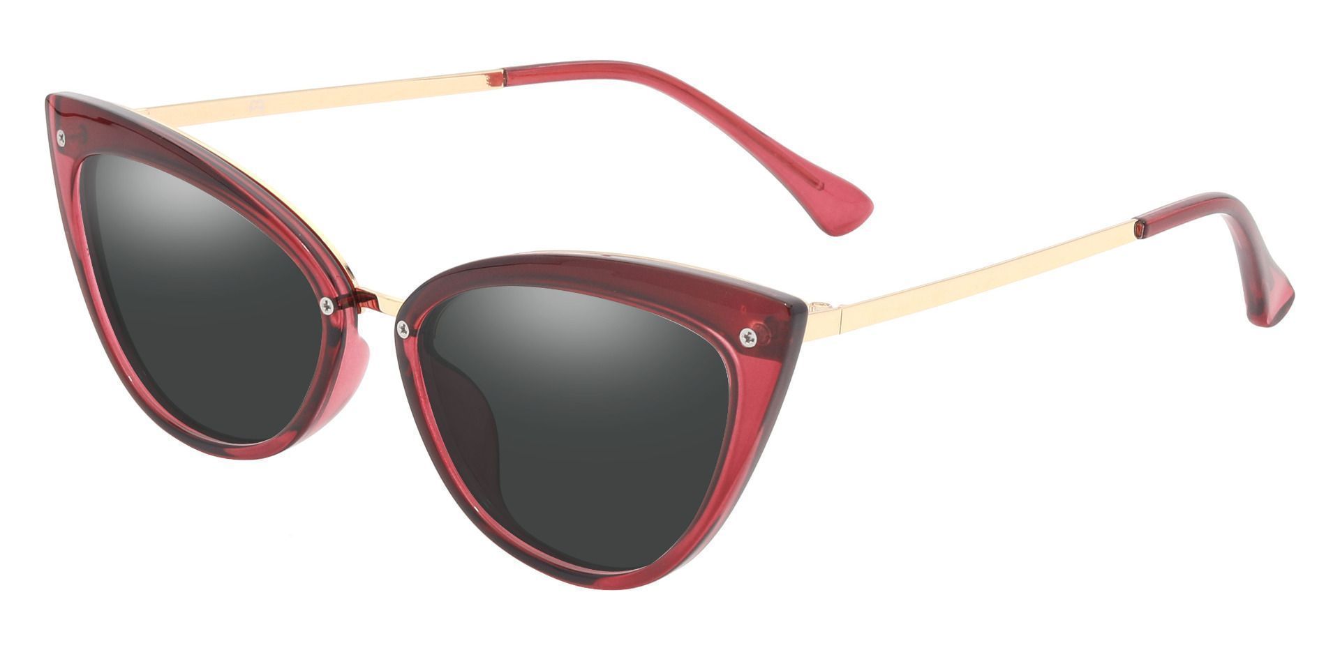 Glenda Cat Eye Prescription Sunglasses - Red Frame With Gray Lenses
