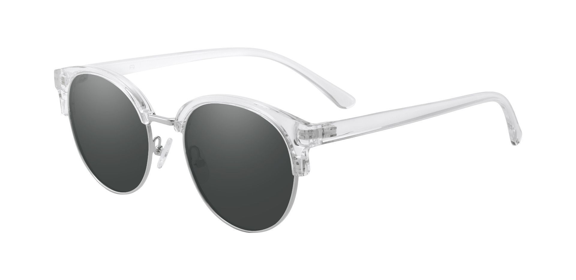 Annalise Browline Prescription Sunglasses - Clear Frame With Gray Lenses