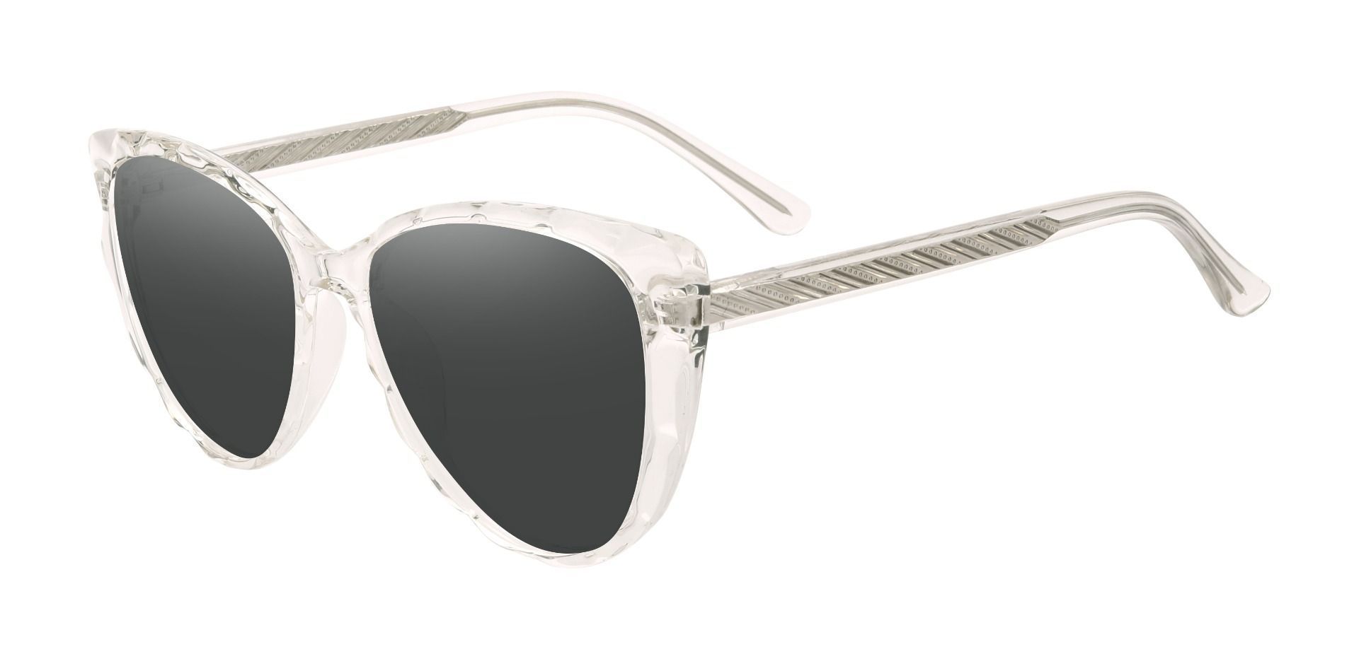 Fontaine Cat Eye Prescription Sunglasses - Clear Frame With Gray Lenses