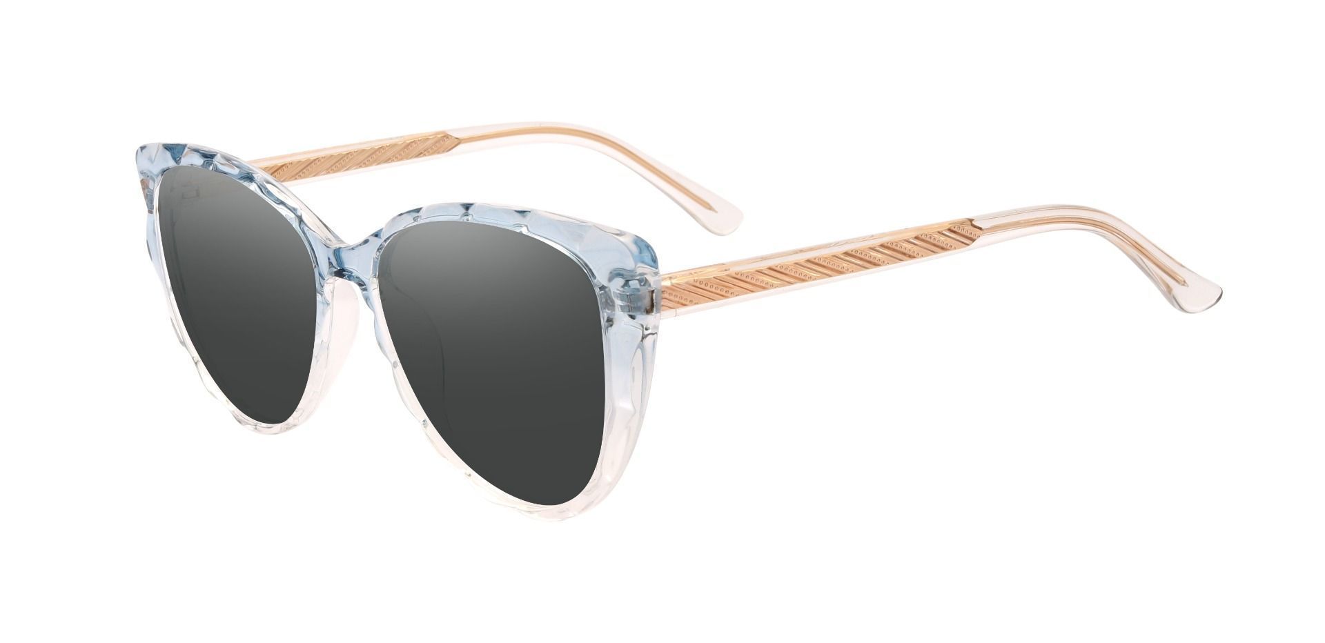 Fontaine Cat Eye Prescription Sunglasses - Blue Frame With Gray Lenses