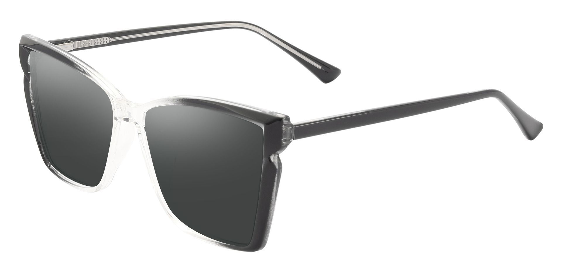 Meera Cat Eye Prescription Sunglasses - Black Frame With Gray Lenses